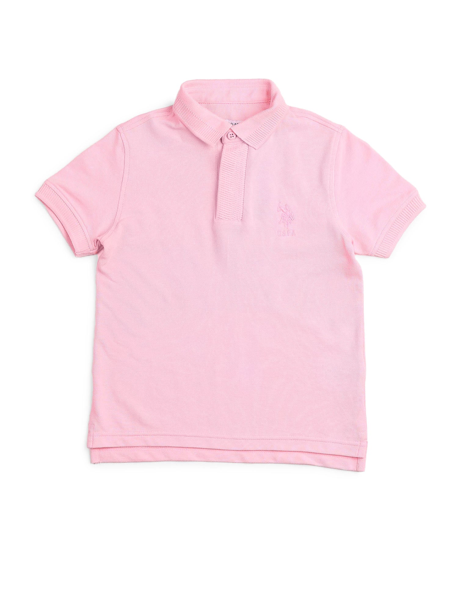 Boys Solid Regular Fit Polo Shirt Pink - U.S. POLO ASSN. | Large