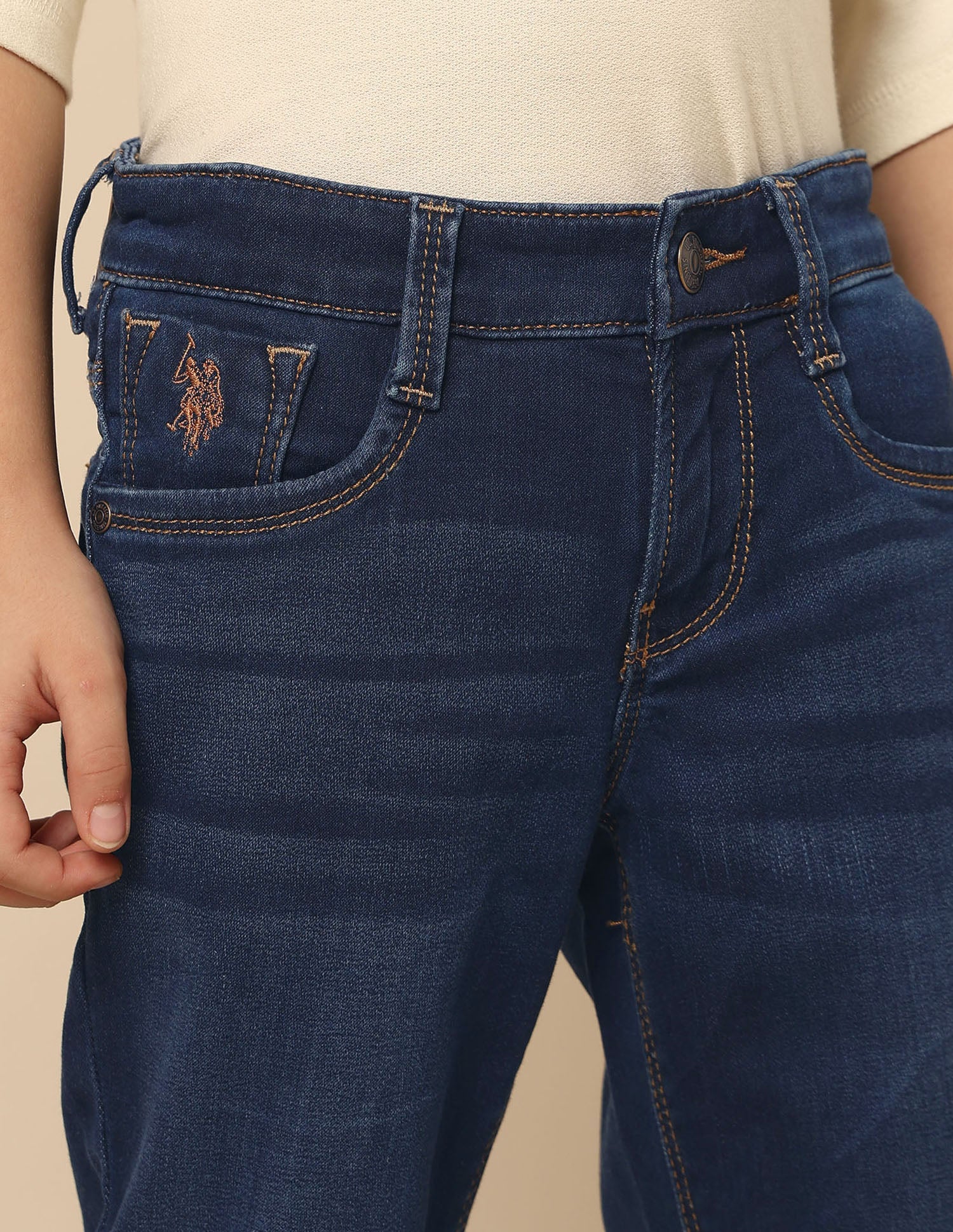 Boys Slim Fit Mid Rise Jeans Medium Wash - U.S. POLO ASSN. | Large