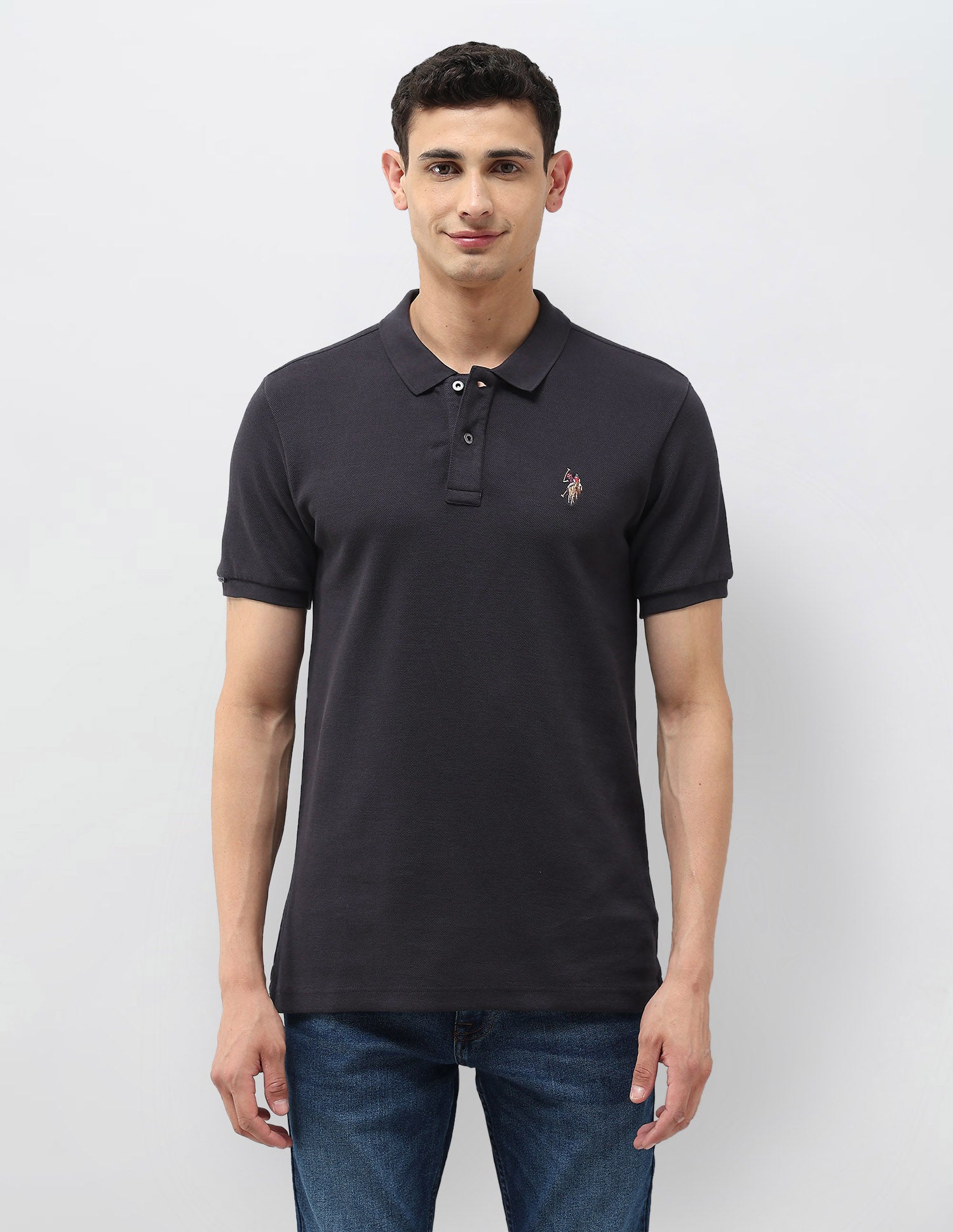 Solid Slim Fit Polo Shirt Dark Grey - U.S. POLO ASSN. | Large
