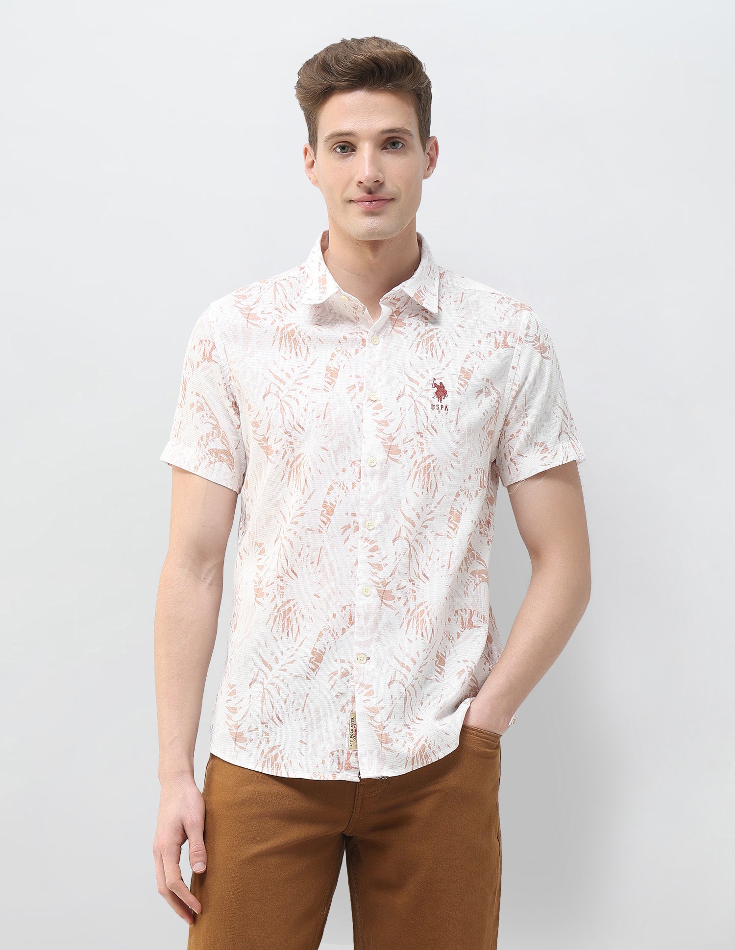 Tropical Printed Summer House Shirt Rust - U.S. Polo Assn. India | Large