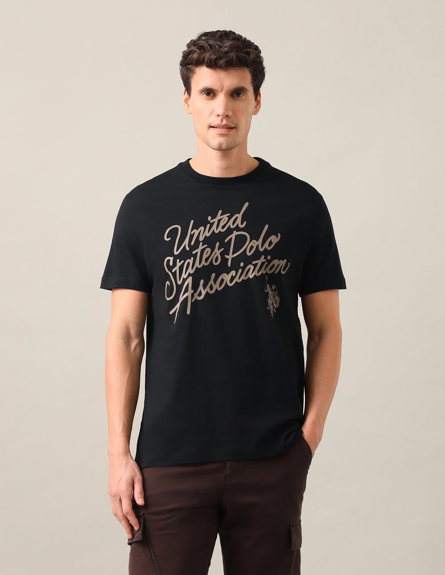 Typographic Brand Printed Regular Fit T-Shirt No colour - U.S. Polo Assn. India | Large