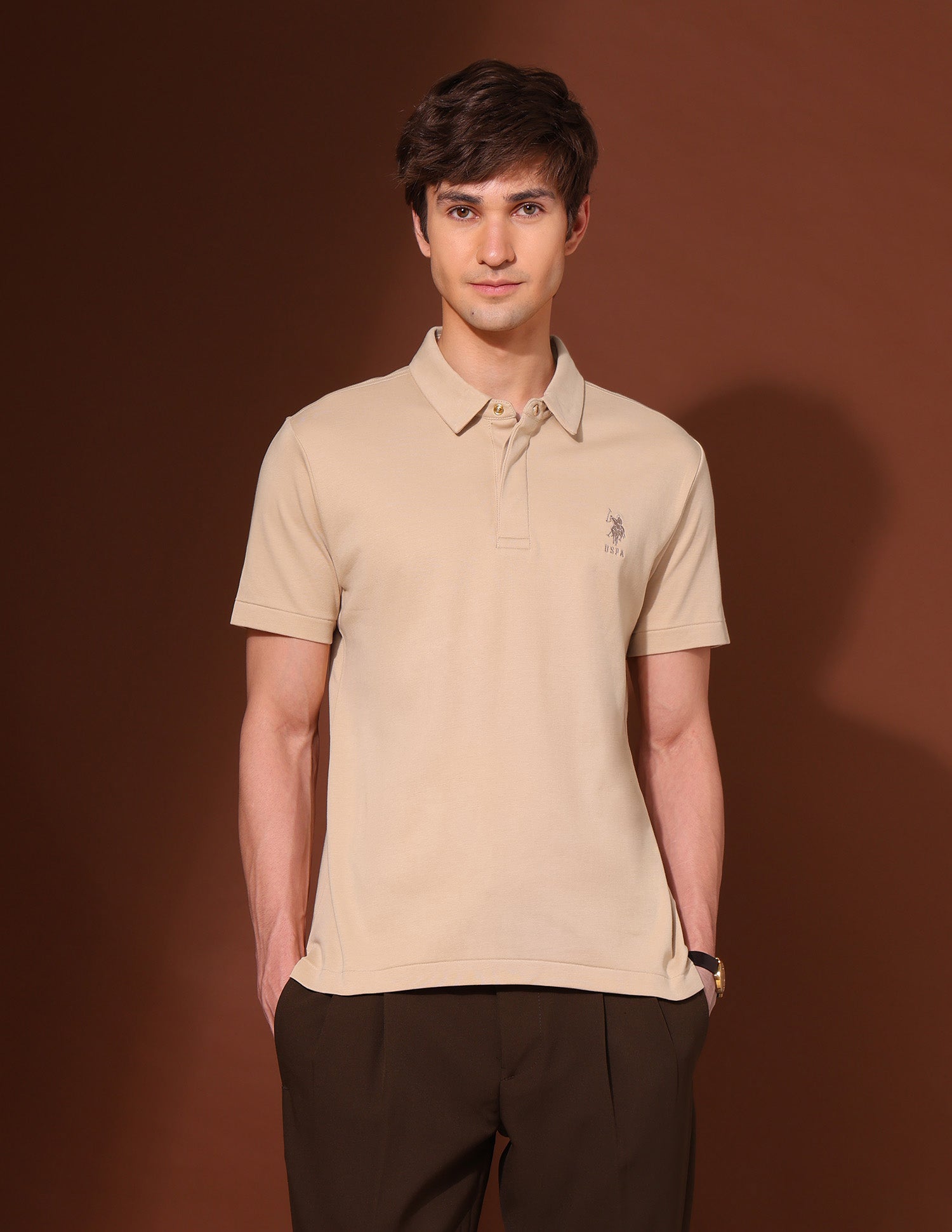 Pure Cotton Work And Wander Polo Shirt Beige - U.S. Polo Assn. India | Large