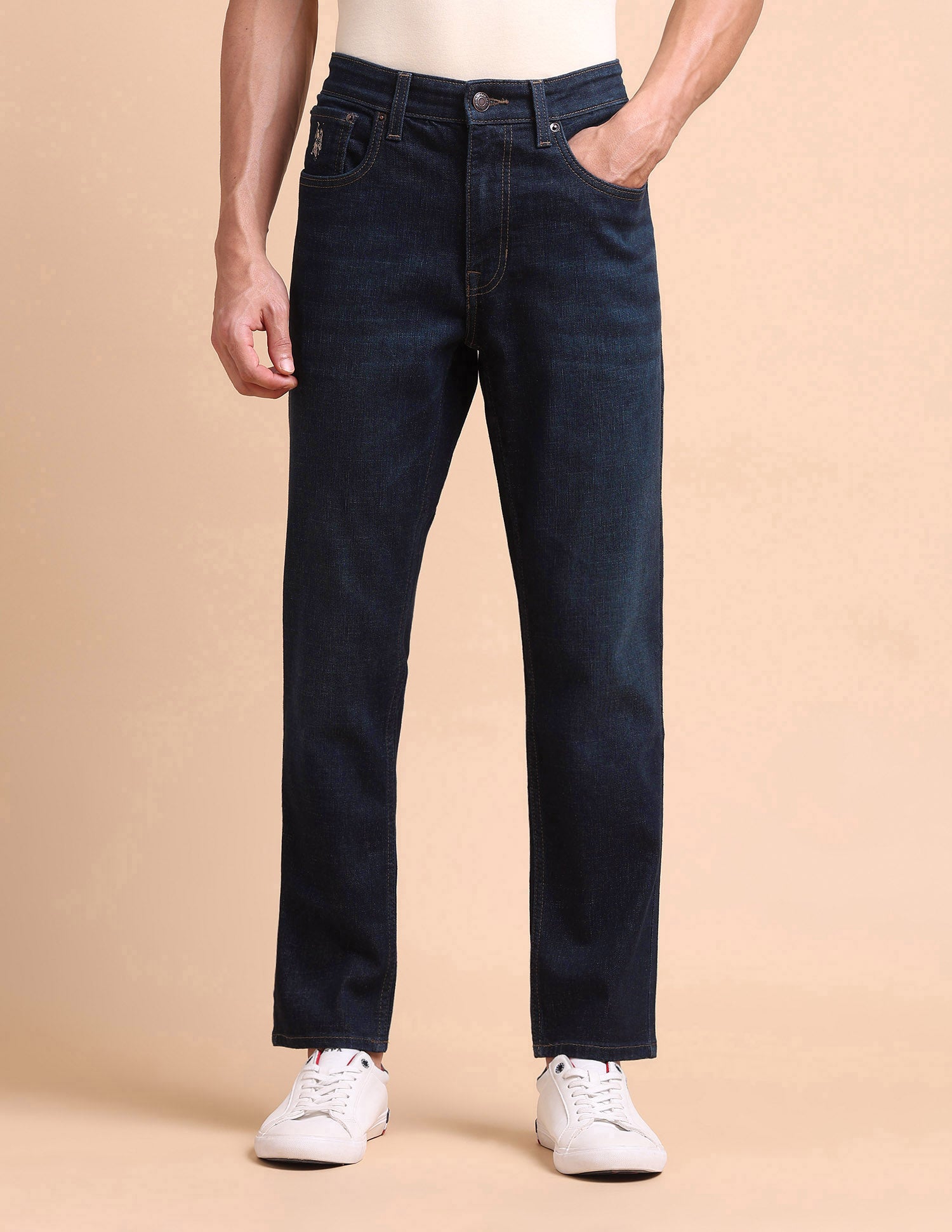 Cole Comfort Cropped Fit Blue Jeans Dark Blue - U.S. POLO ASSN. | Large