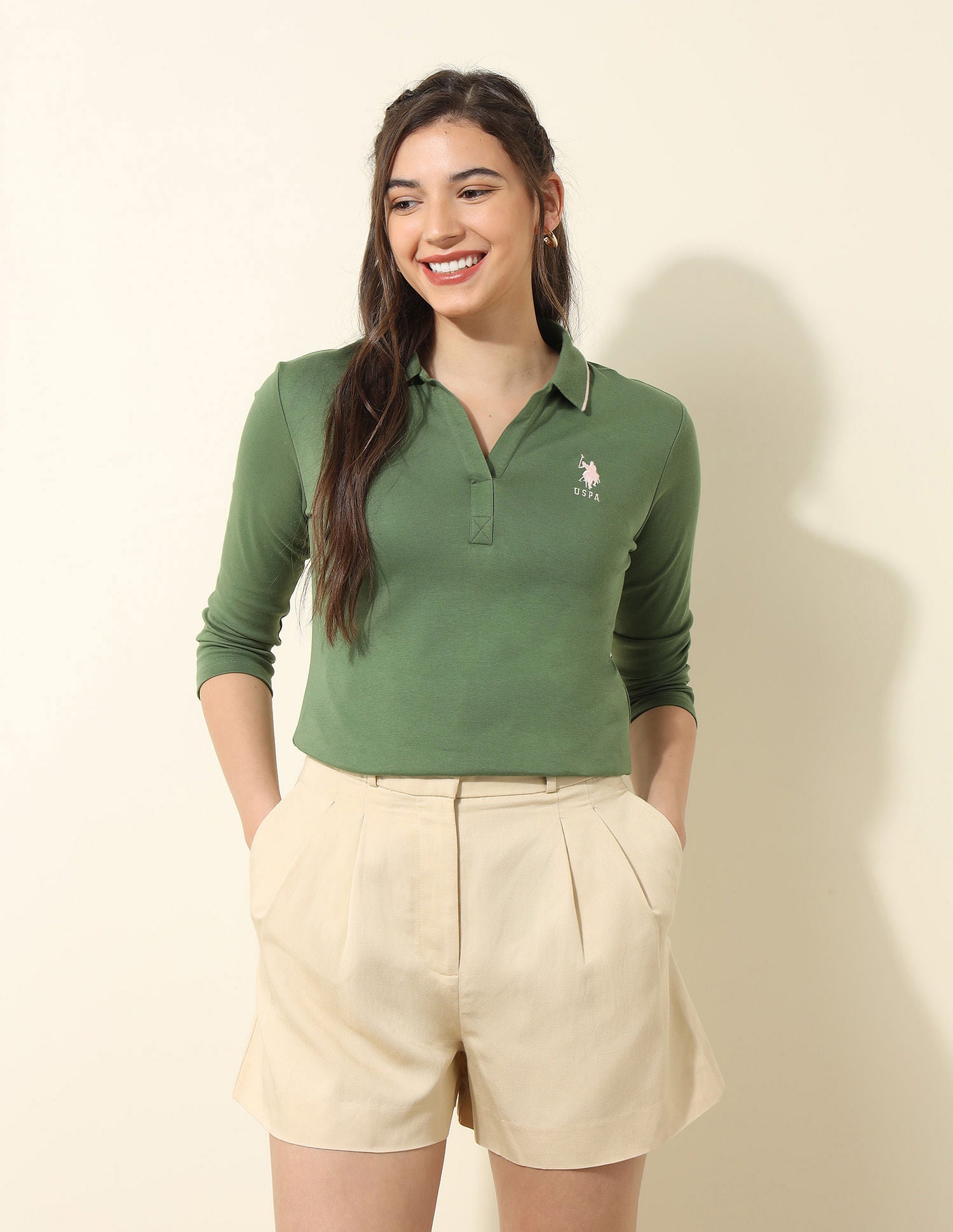 Regular Fit Solid Polo Shirt Green - U.S. POLO ASSN. | Large