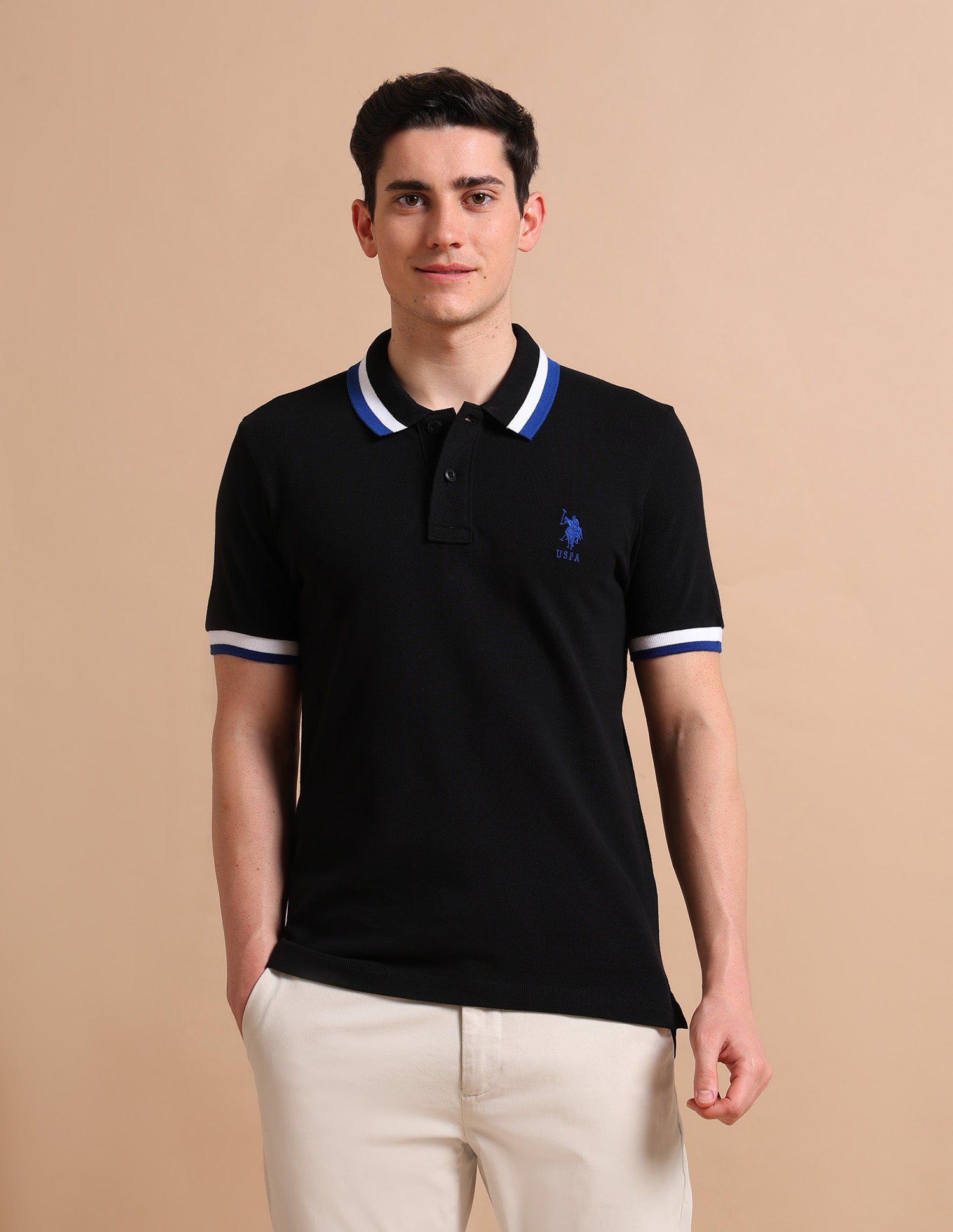 Heritage Tipped Polo Shirt Black - U.S. POLO ASSN. | Large
