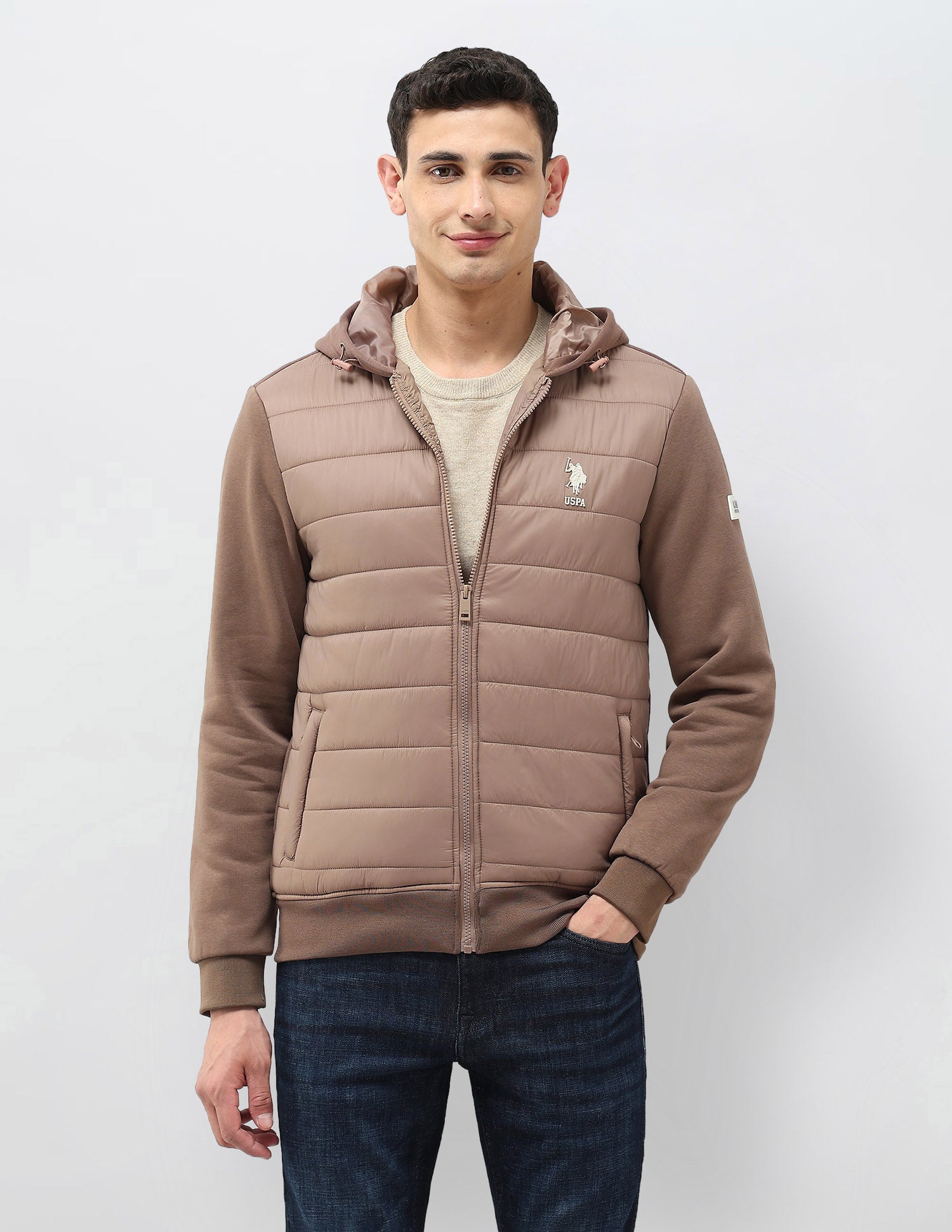 Solid Hooded Puffer Jacket Khaki - U.S. POLO ASSN. | Large