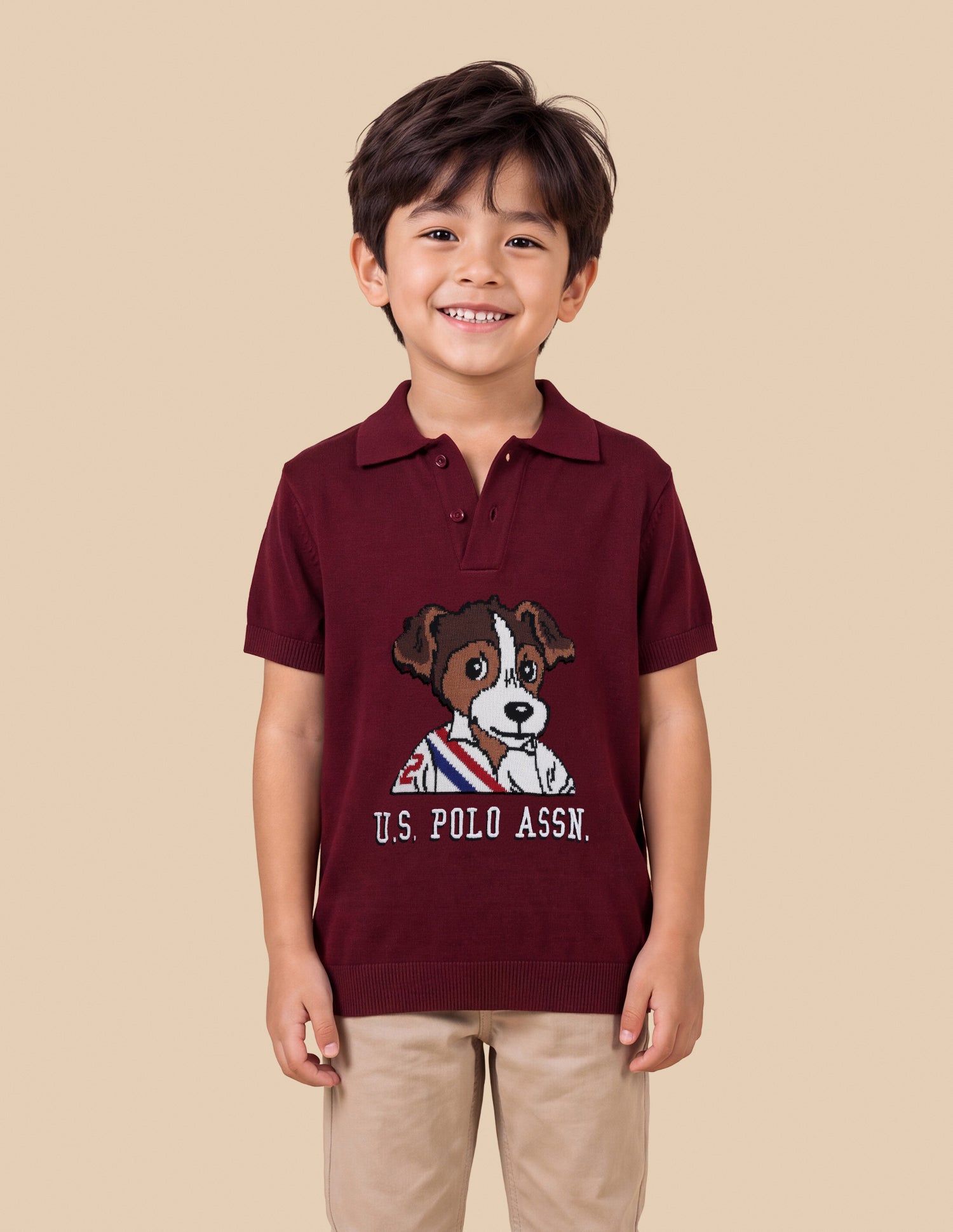 Graphic Brand Printed Regular Fit Polo Shirt Maroon - U.S. Polo Assn. India | Large