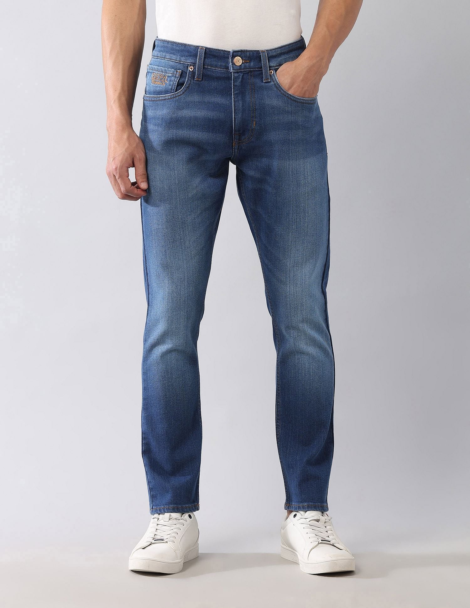 Henry Skinny Cropped Fit Blue Jeans Blue - U.S. POLO ASSN. | Large