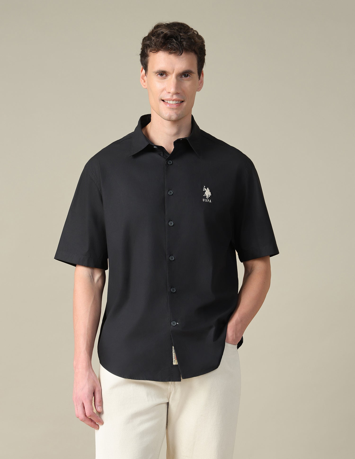 Graphic Brand Embroidered Twill Shirt Dark Grey - U.S. Polo Assn. India | Large