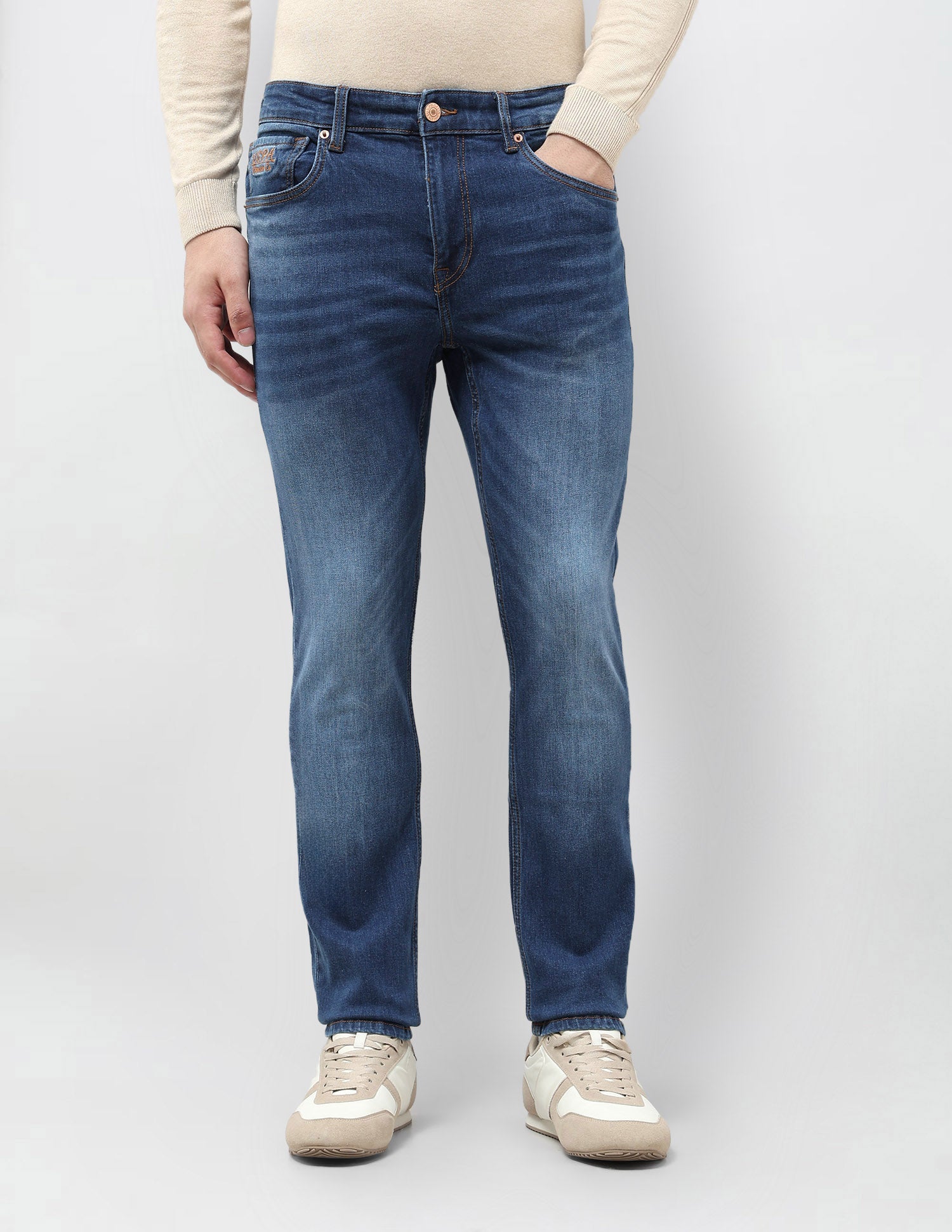 Brandon Slim Tapered Fit Blue Jeans Light Indigo - U.S. POLO ASSN. | Large