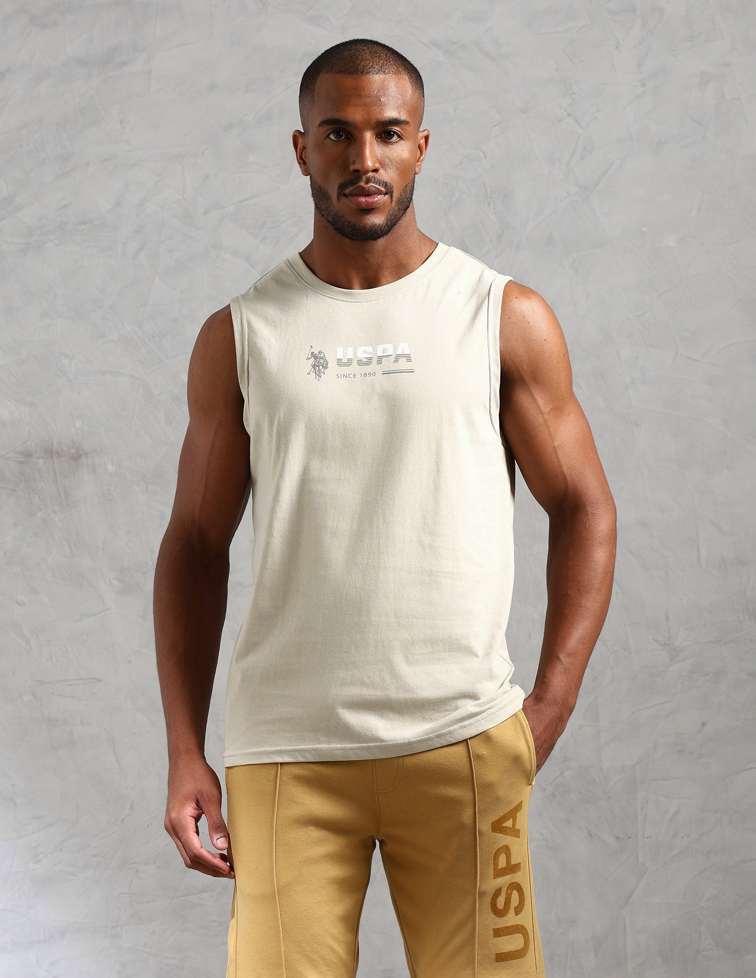 Brand Print Comfort Fit OEV06 Vest - Pack Of 1 Light Beige Ref - U.S. POLO ASSN. | Large