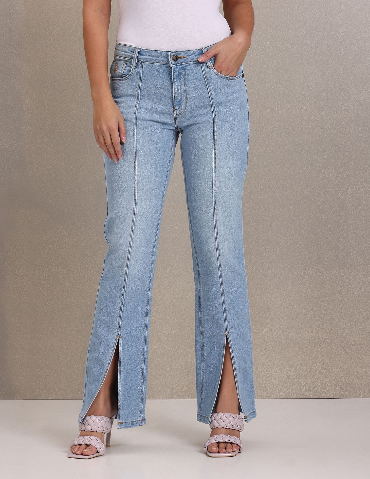 High Rise Straight Jeans Light Indigo - U.S. Polo Assn. India | Large