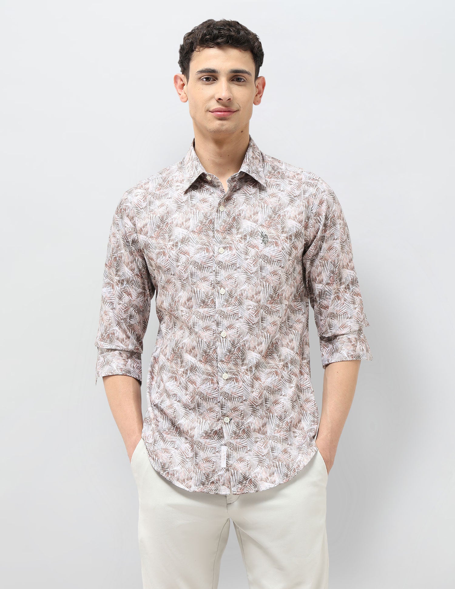 Satin Tailored Fit Shirt Green - U.S. POLO ASSN. | Large