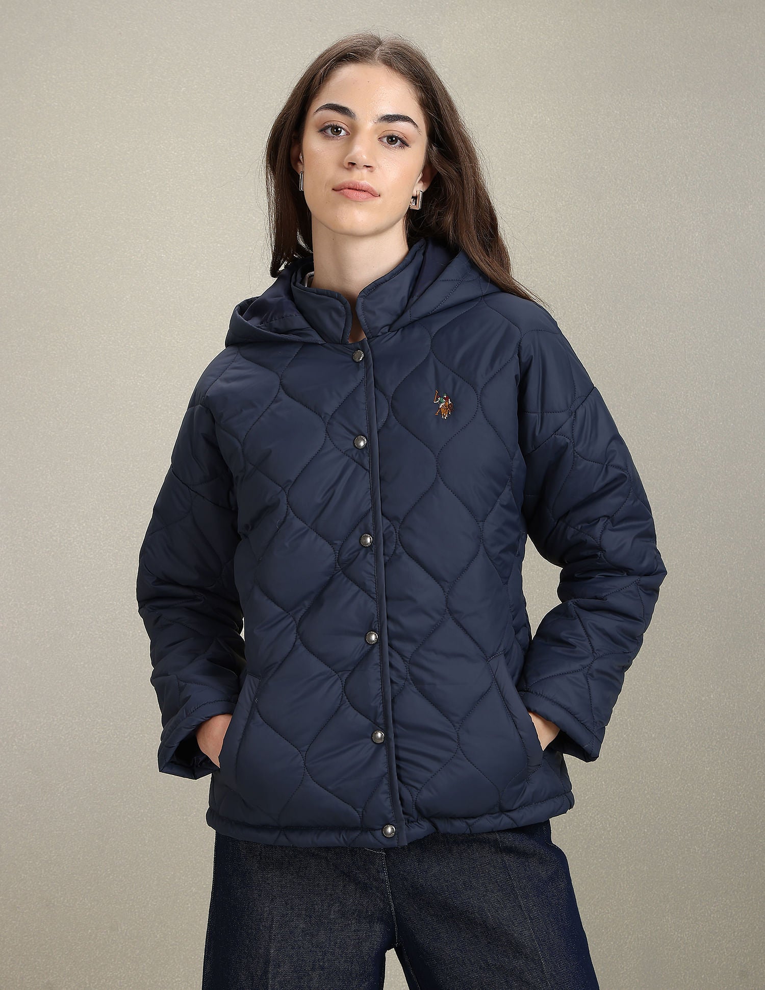 Hooded Puffer Jacket Navy - U.S. Polo Assn. India | Large