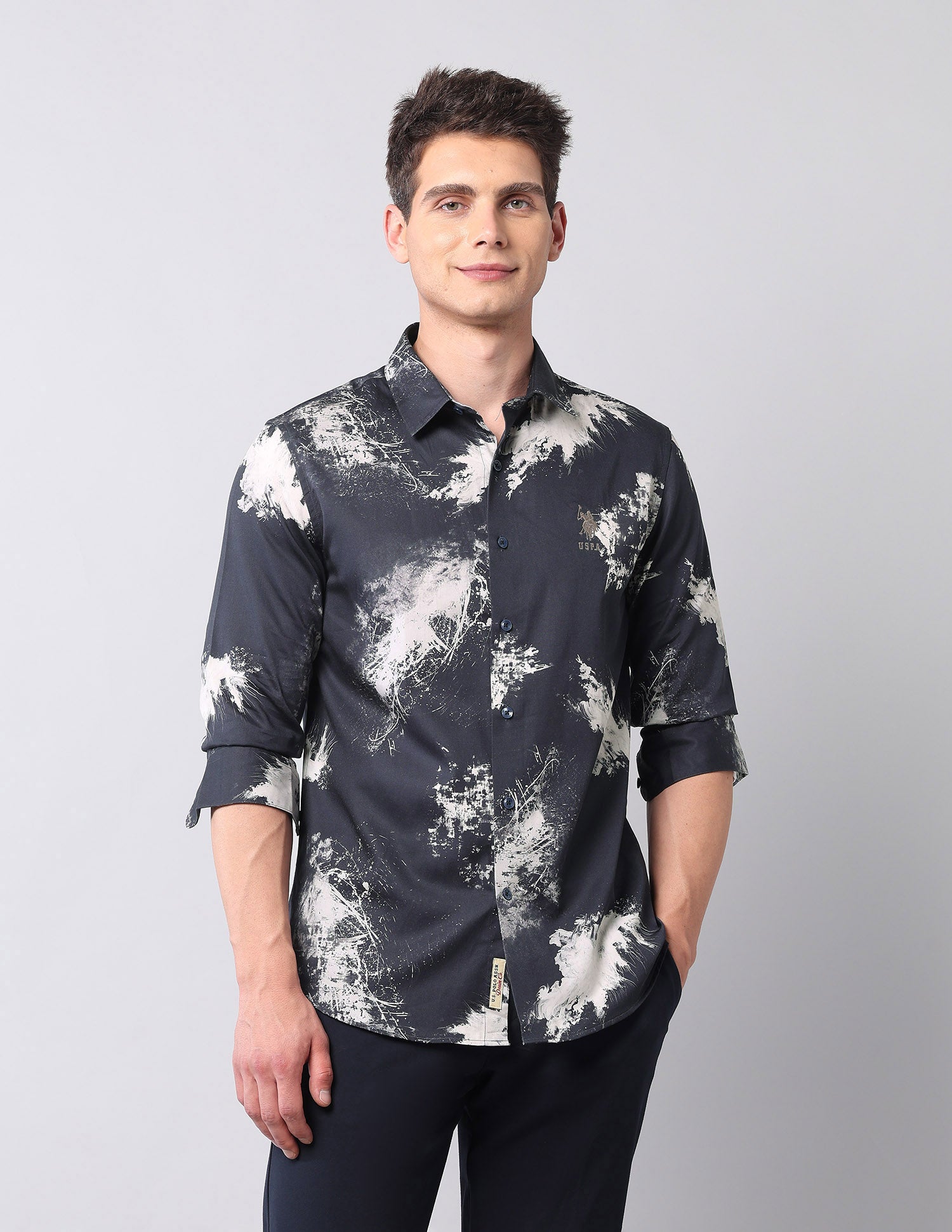 Abstract Printed Pure Cotton Shirt Navy - U.S. Polo Assn. India | Large