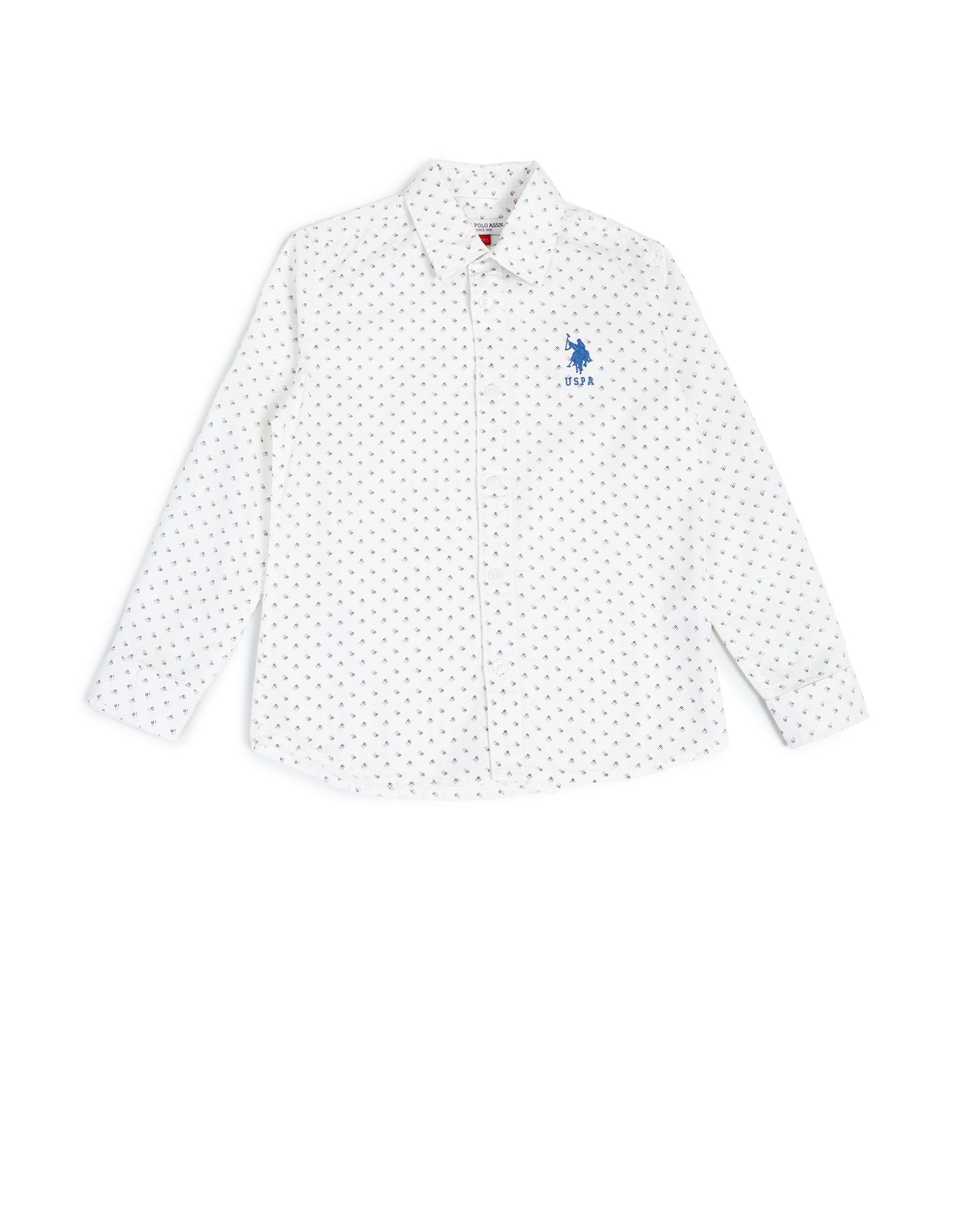 Boys Regular Fit All-Over Printed Shirt White - U.S. POLO ASSN. | Large