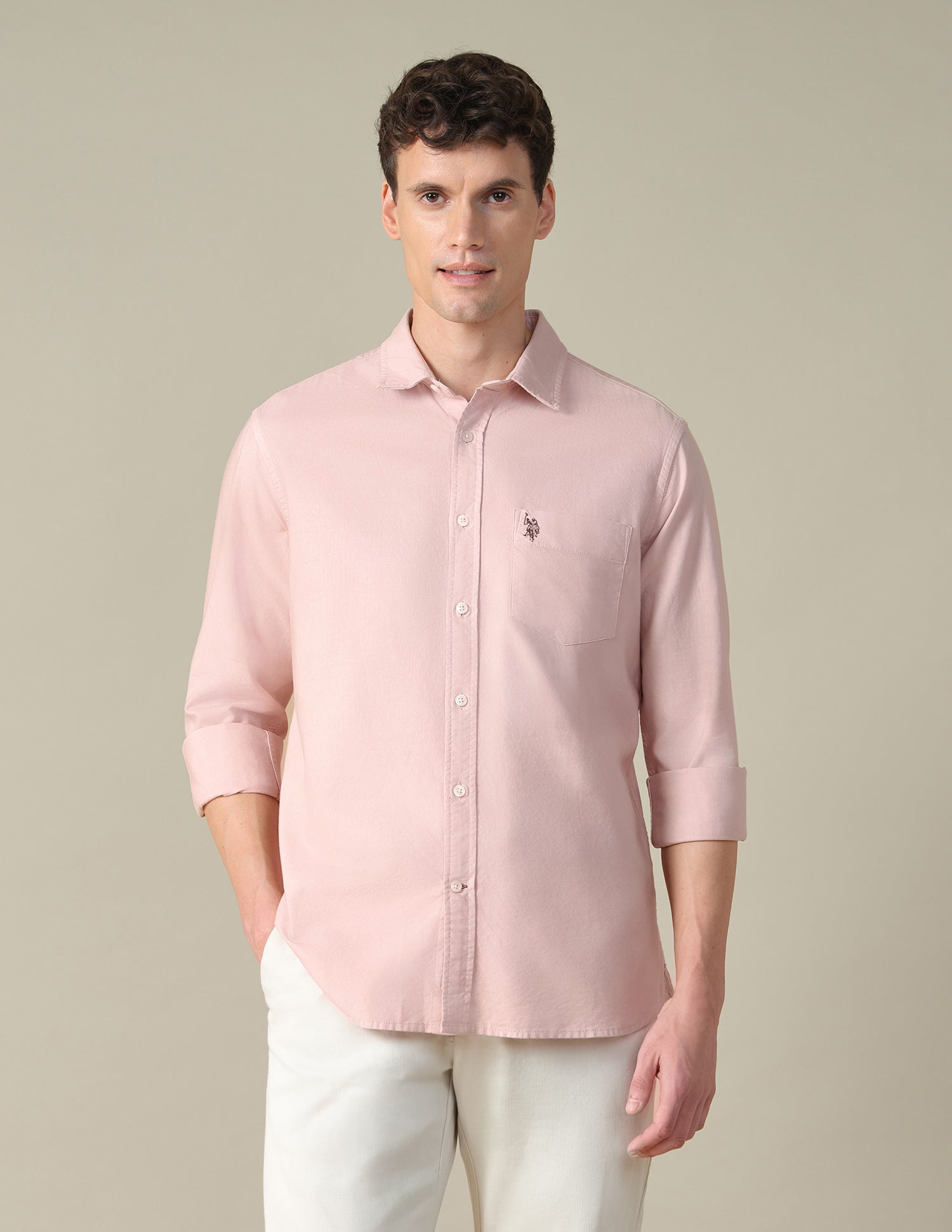 Oxford Tailored Fit Shirt Light Pink - U.S. Polo Assn. India | Large