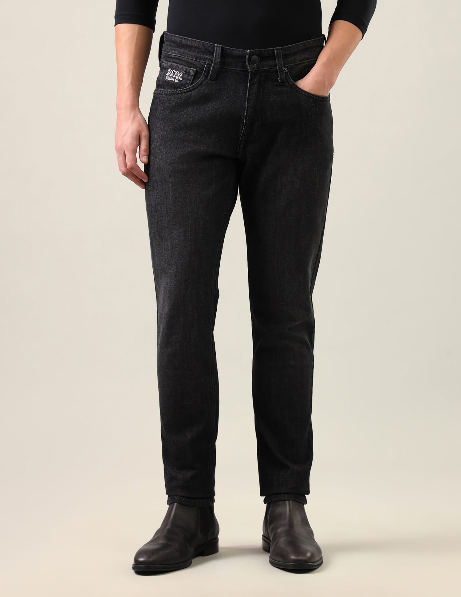Brandon Slim-Tapered Fit Black Jeans Black - U.S. Polo Assn. India | Large