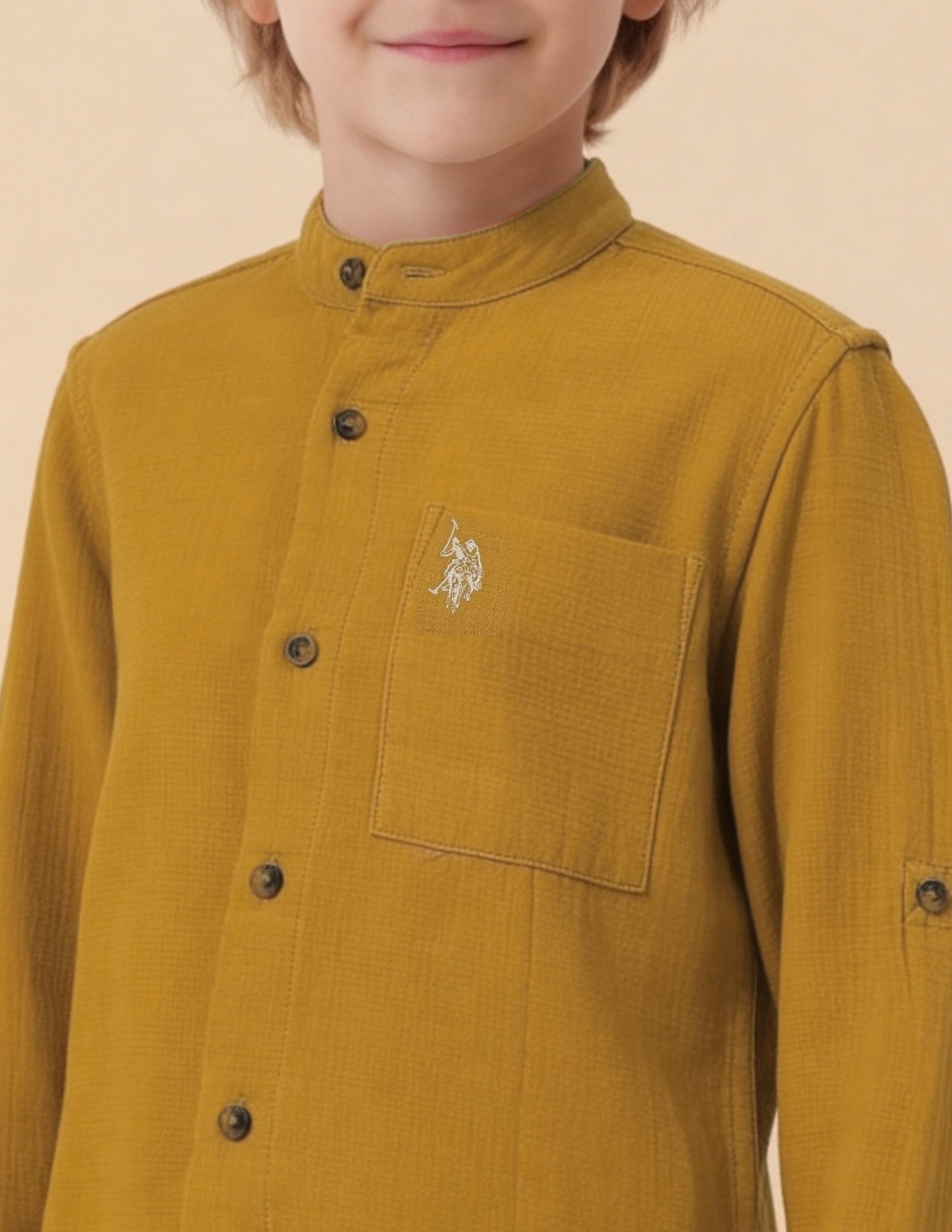 Solid Regular Fit Shirt Mustard - U.S. Polo Assn. India | Large