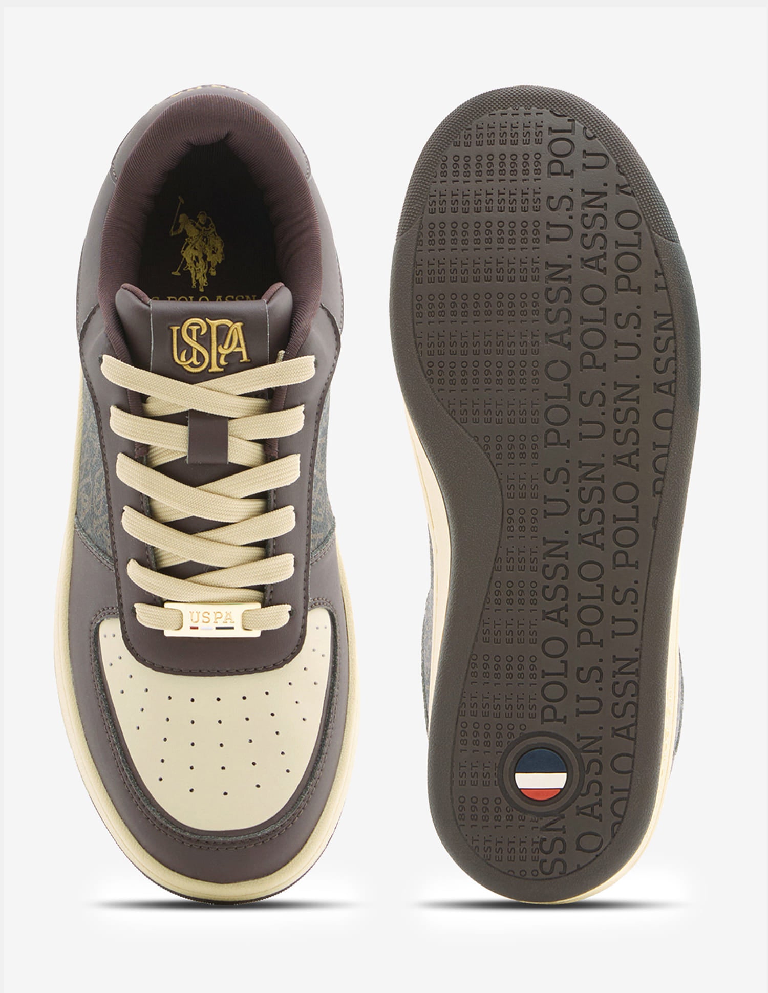 Veera Monogram Printed Light Weight Sneakers Dark Brown - U.S. Polo Assn. India | Large