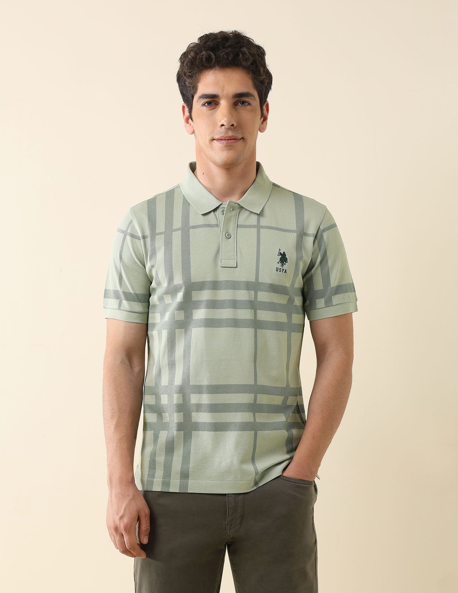 Checked Working Holiday Polo Shirt Green - U.S. Polo Assn. India | Large
