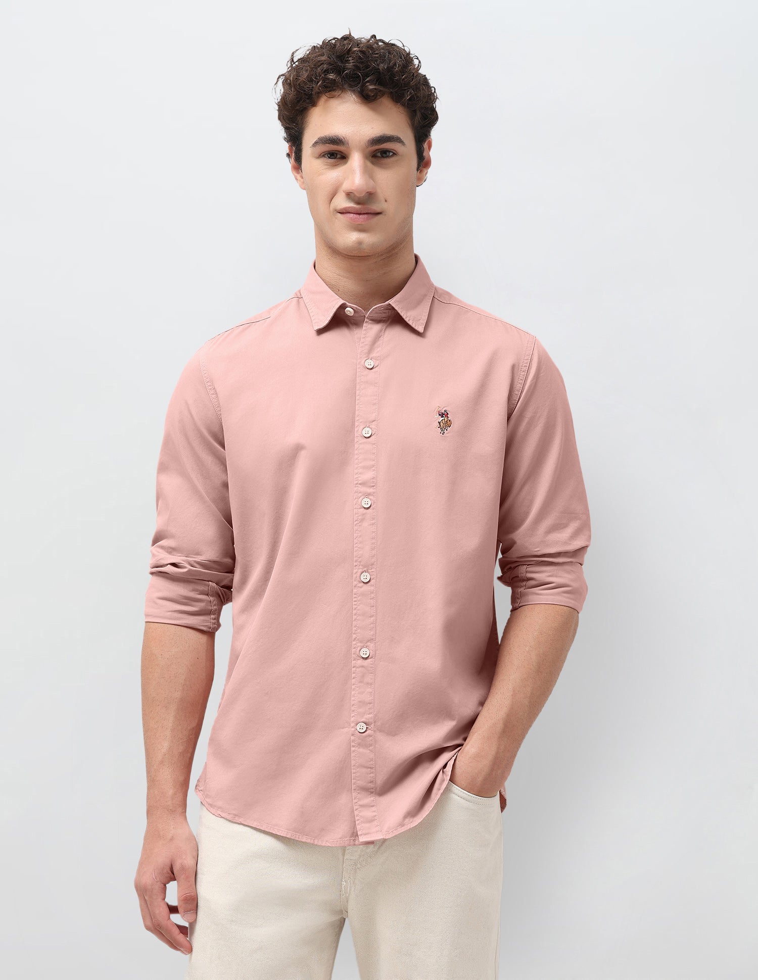 Regular Fit Twill Shirt Pink - U.S. Polo Assn. India | Large