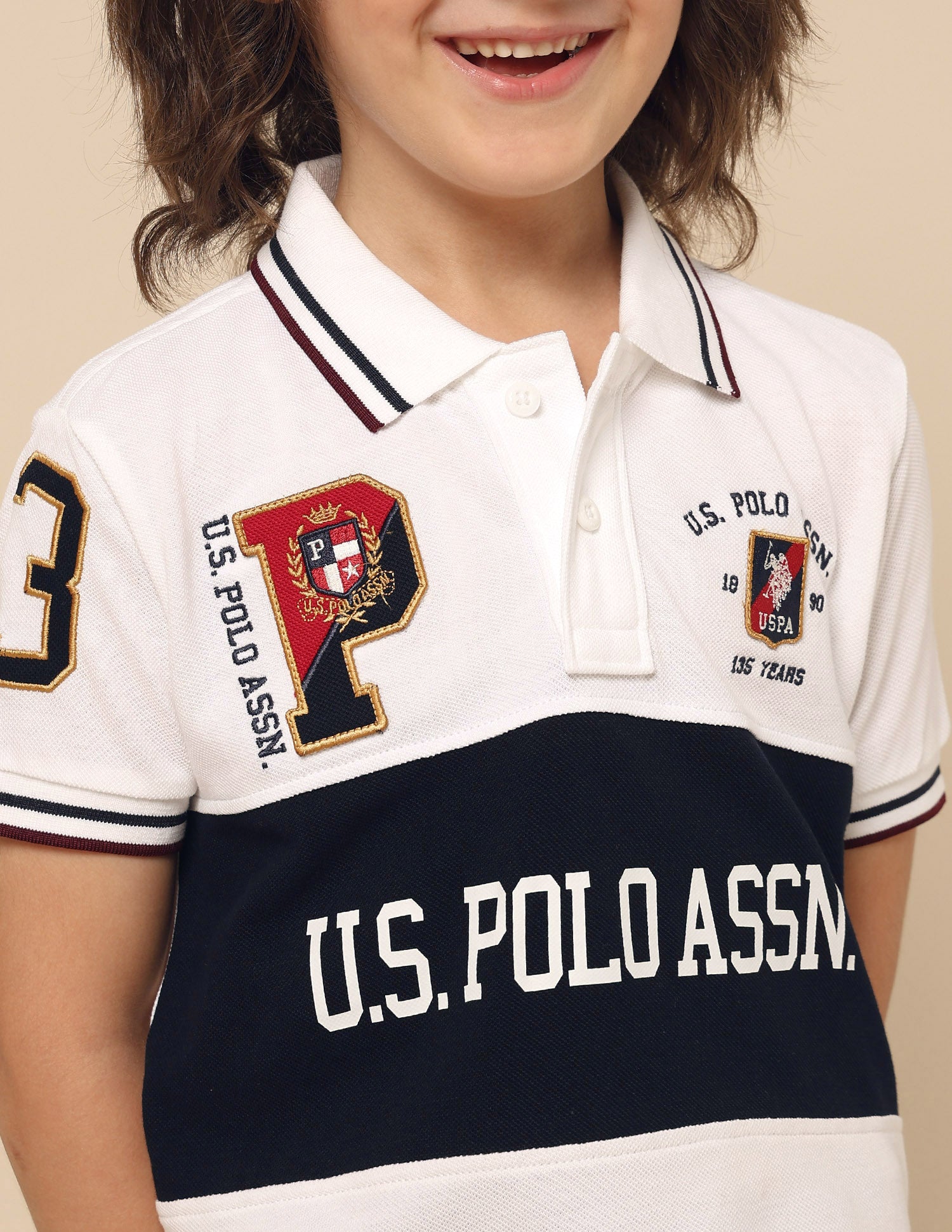 Boys Graphic Brand Printed Polo Shirt White - U.S. POLO ASSN. | Large