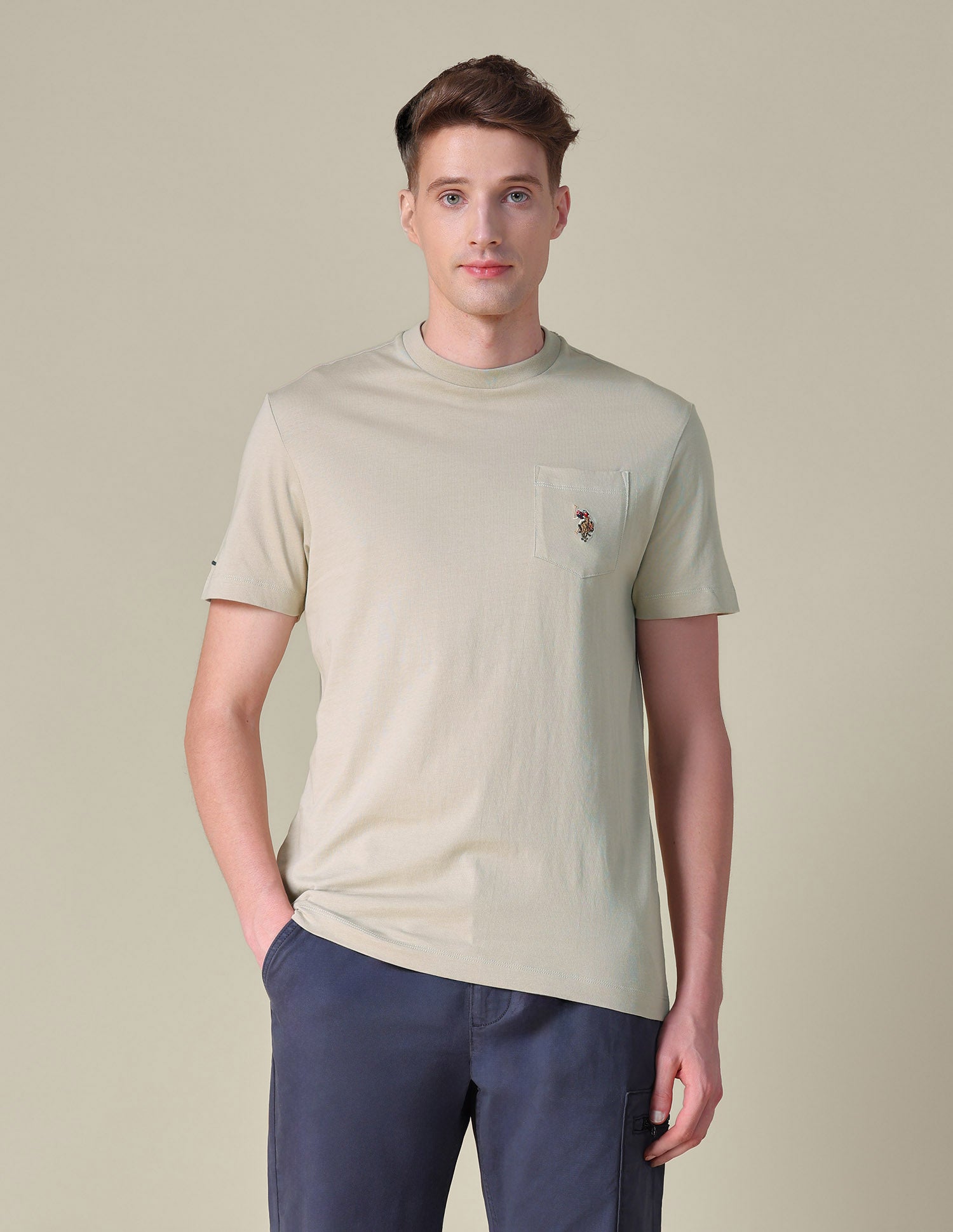 Solid Slim Fit T-Shirt Beige - U.S. POLO ASSN. | Large