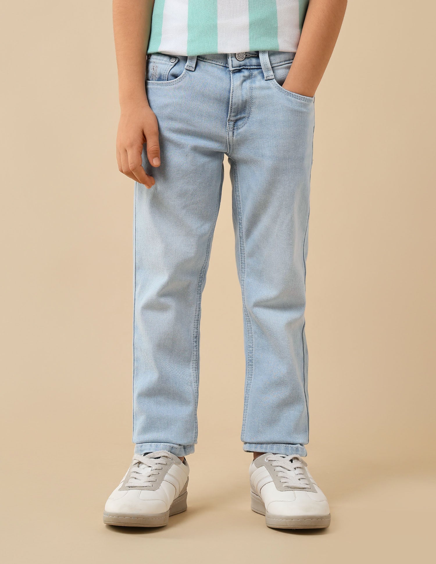 Boys Slim Fit Stone Washed Jeans Light Wash - U.S. POLO ASSN. | Large