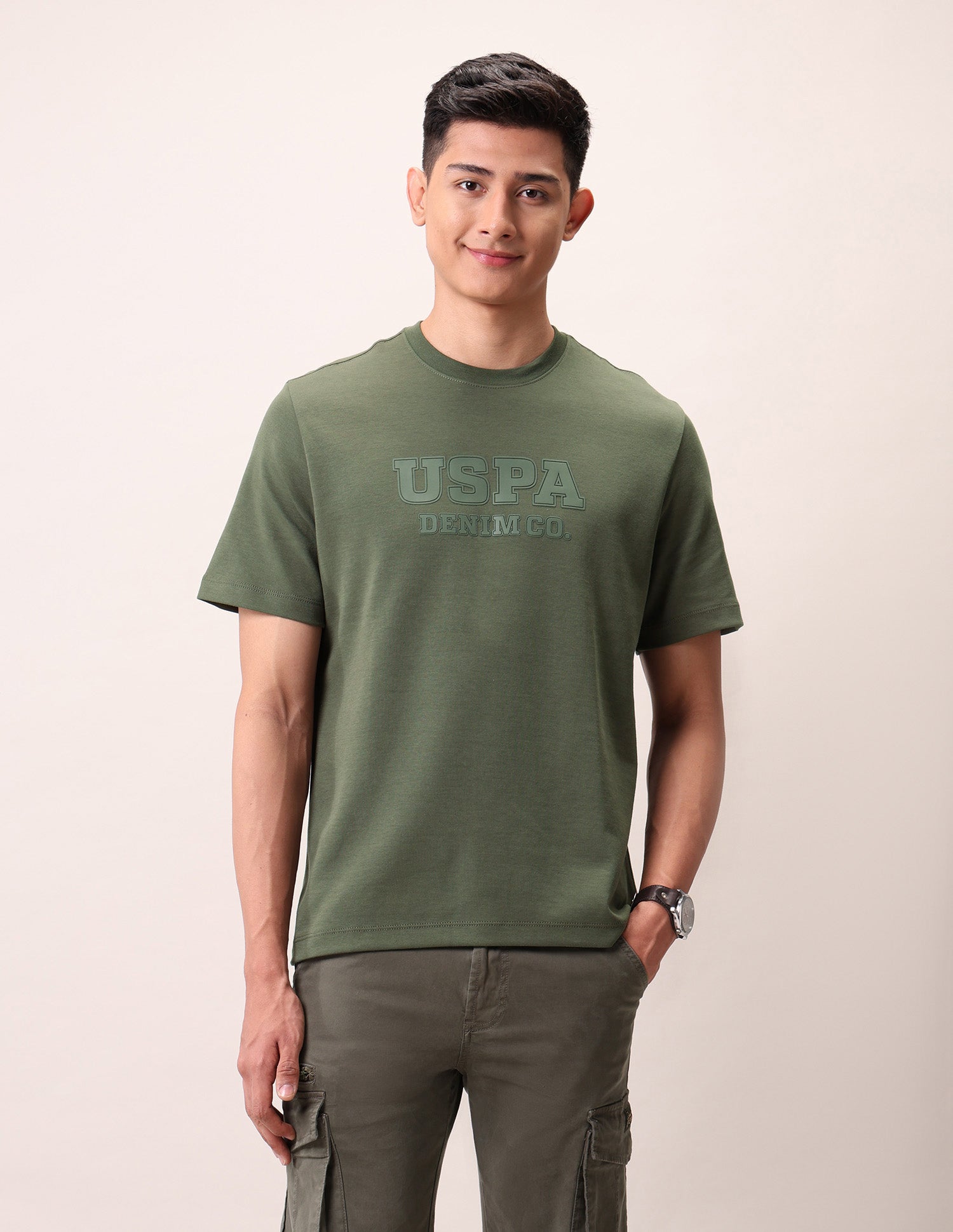 Relaxed Fit Outdoor T-Shirt Olive - U.S. Polo Assn. India | Large