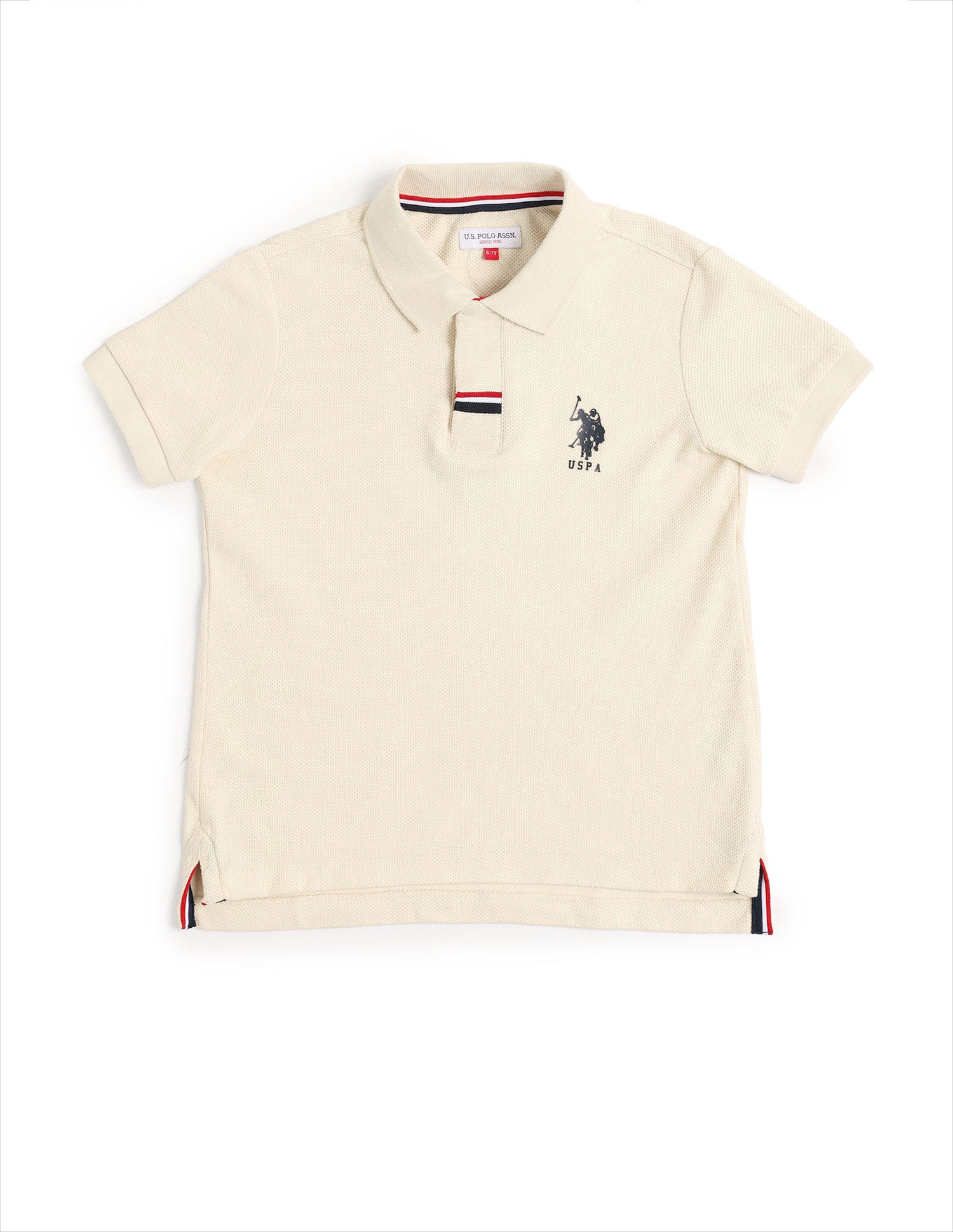 Boys Solid Regular Fit Polo Shirt Beige - U.S. POLO ASSN. | Large
