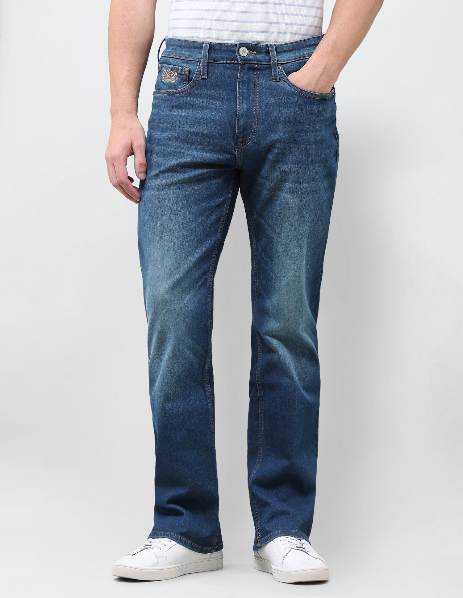 Solid Bootcut Fit Jeans Blue - U.S. Polo Assn. India | Large