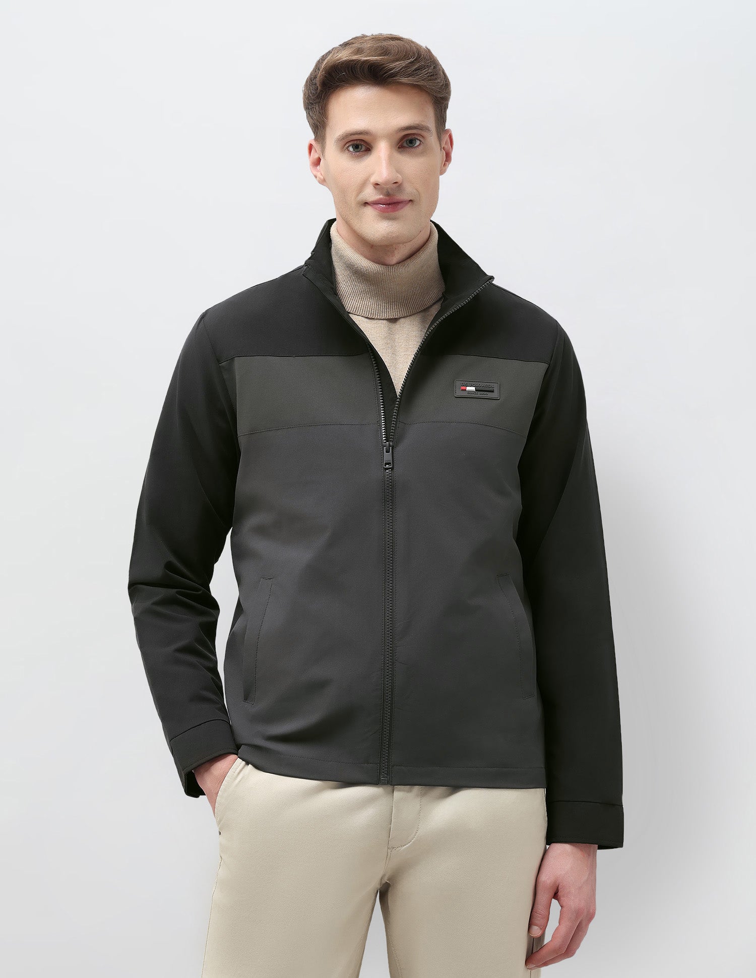 Colour Blocked Regular Fit Casual Jacket Black - U.S. POLO ASSN. | Large