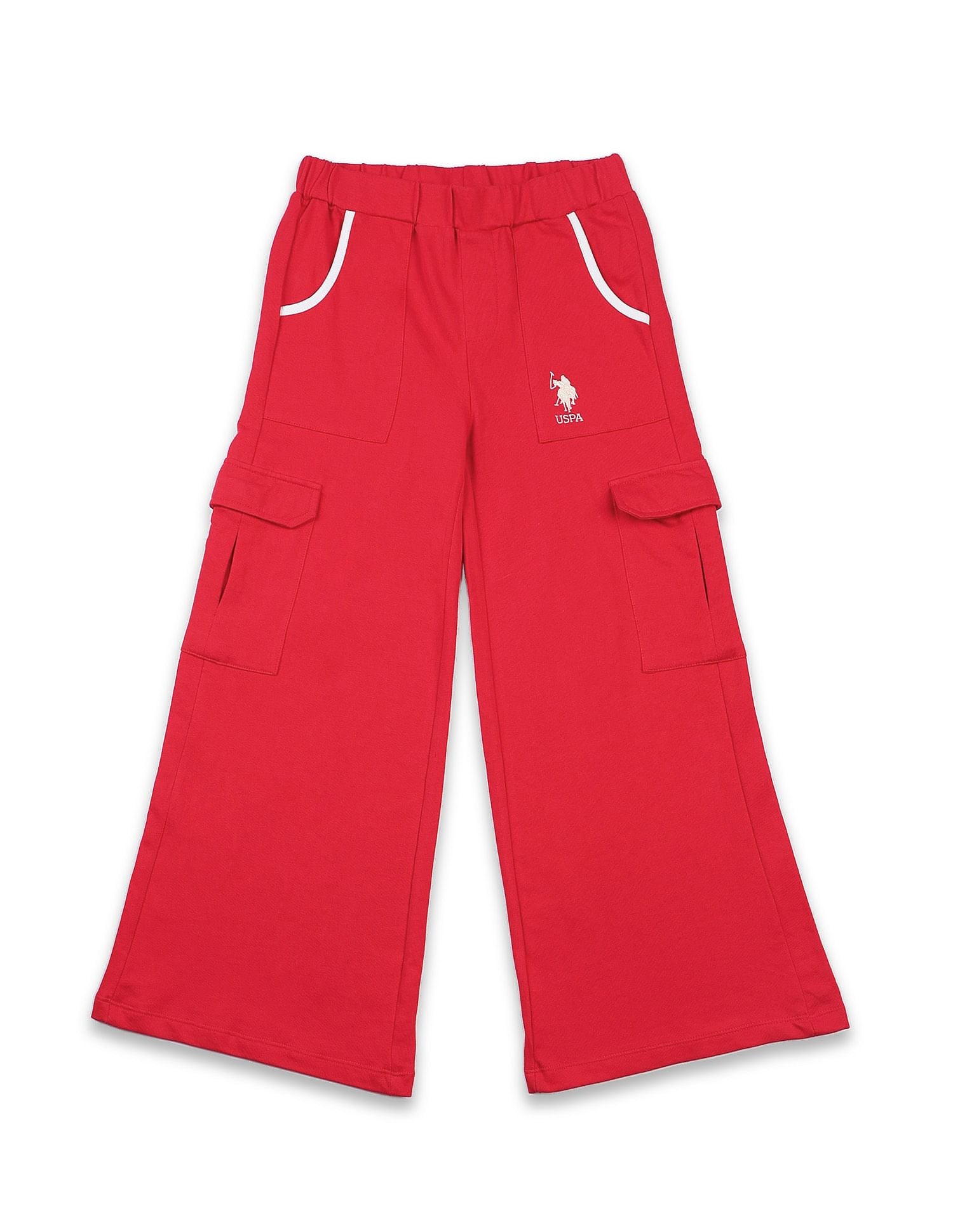 Girls Regular Fit Cargo Track Pants Red - U.S. POLO ASSN. | Large