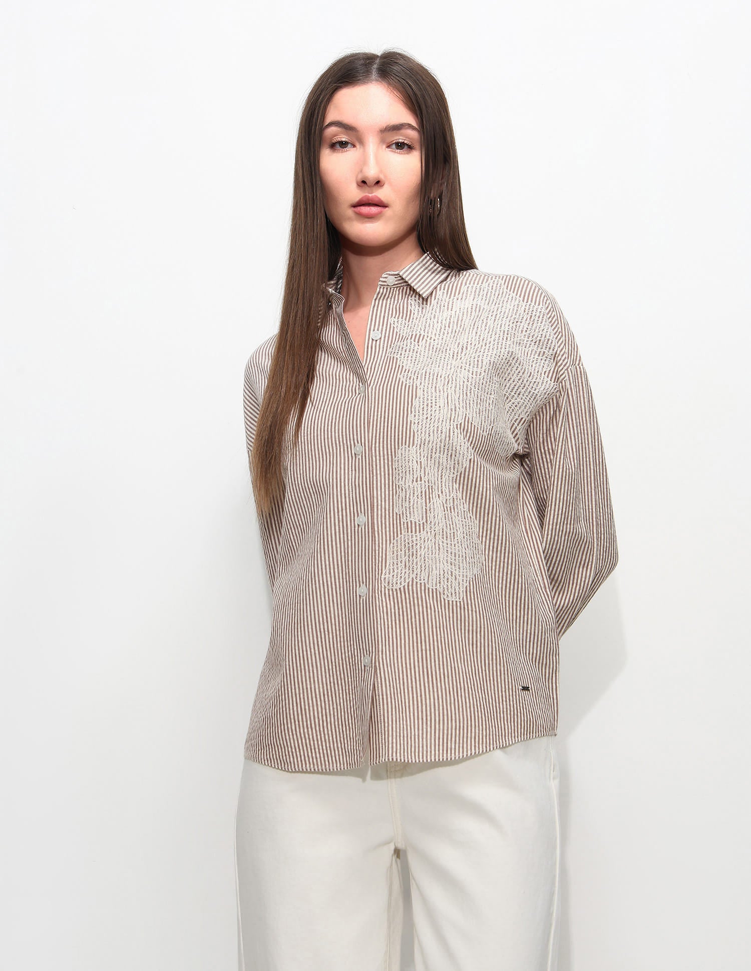 Oversized Fit Striped Shirt Brown - U.S. Polo Assn. India | Large
