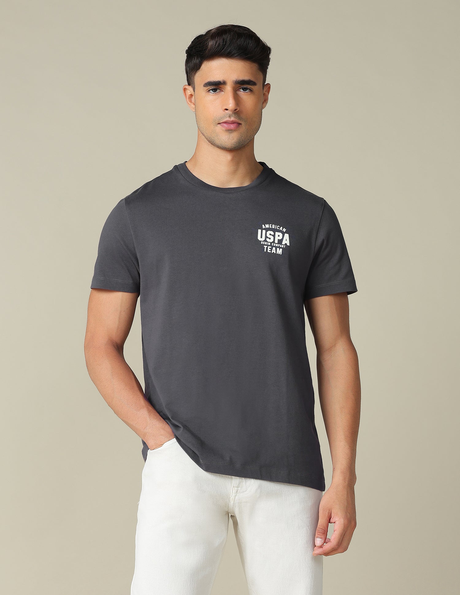 Muscle Fit Brand Printed T- Shirt Grey - U.S. POLO ASSN. | Large
