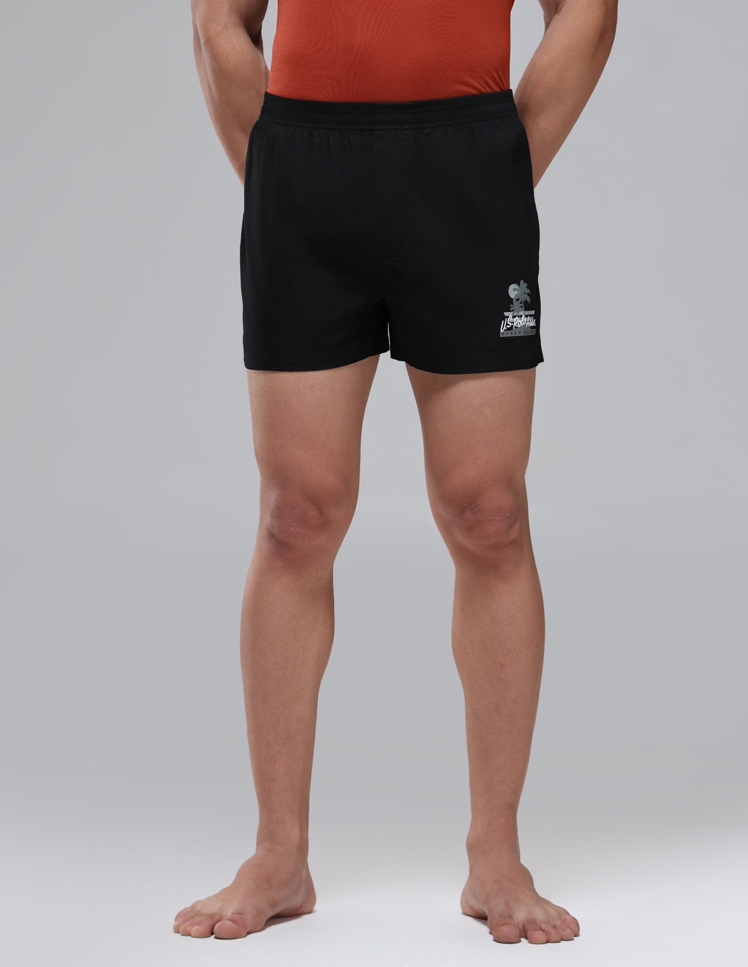 Pure Cotton Mid Rise OEX14 Boxers - Pack Of 1 Uspa Black - U.S. Polo Assn. India | Large