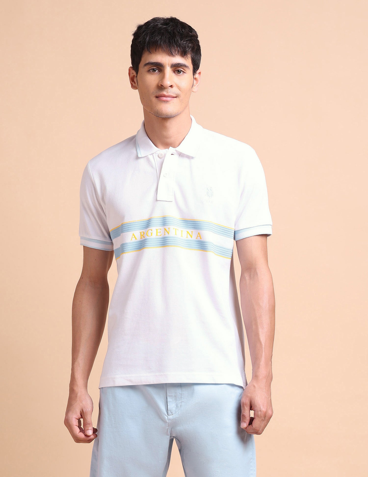 Slim Fit Iconic Number Polo Shirt White - U.S. POLO ASSN. | Large