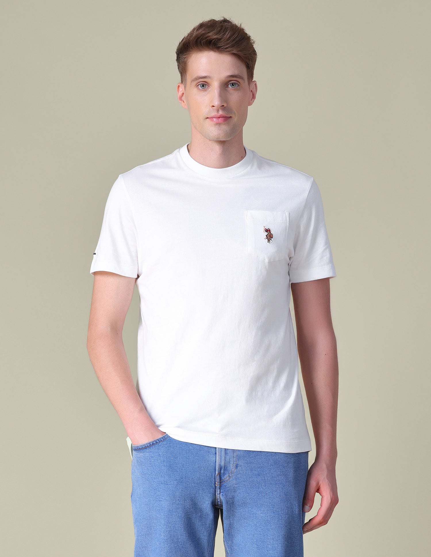 Solid Slim Fit T-Shirt Ivory - U.S. POLO ASSN. | Large