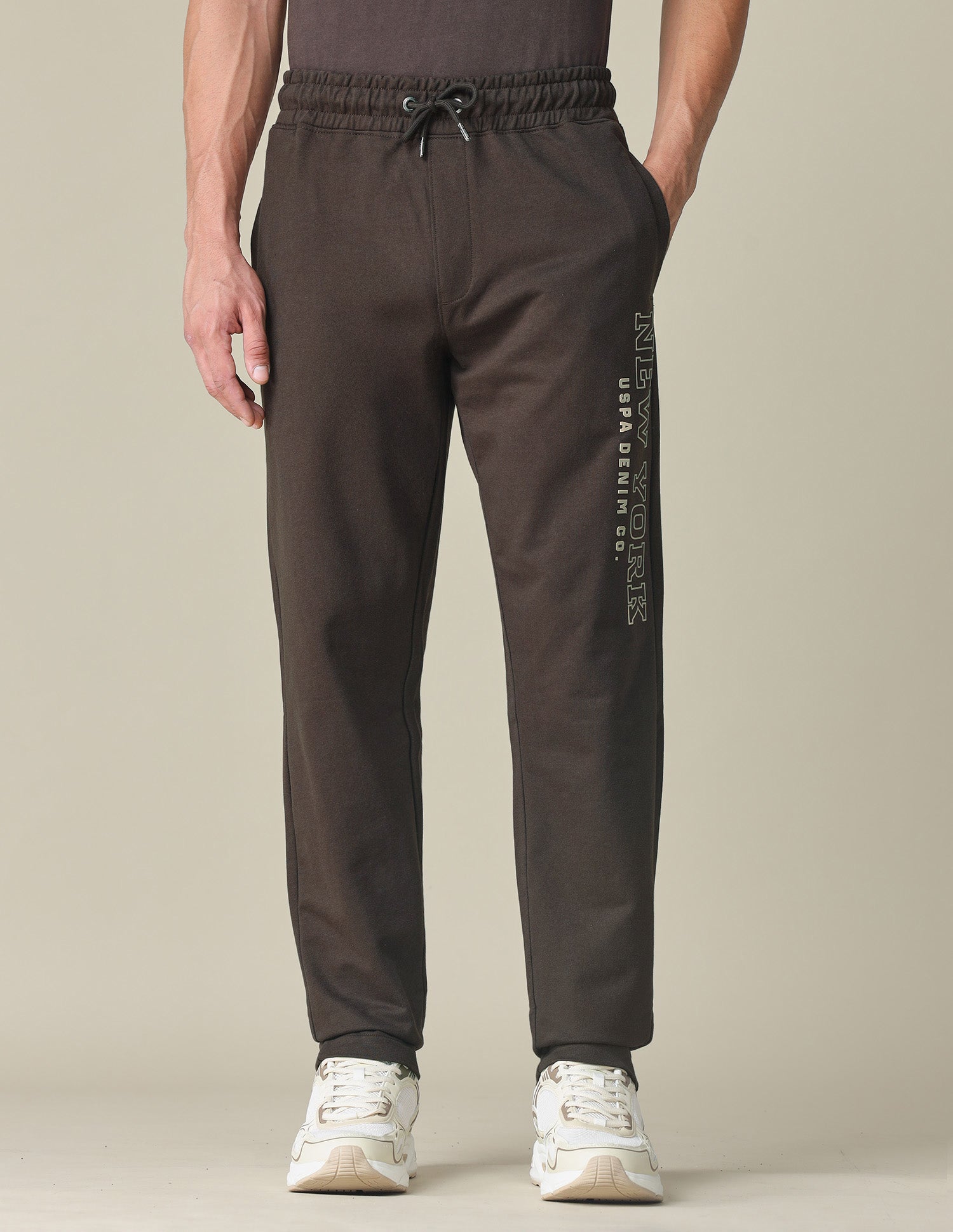 Brand Embossed Regular Fit Track Pants Brown - U.S. POLO ASSN. | Large