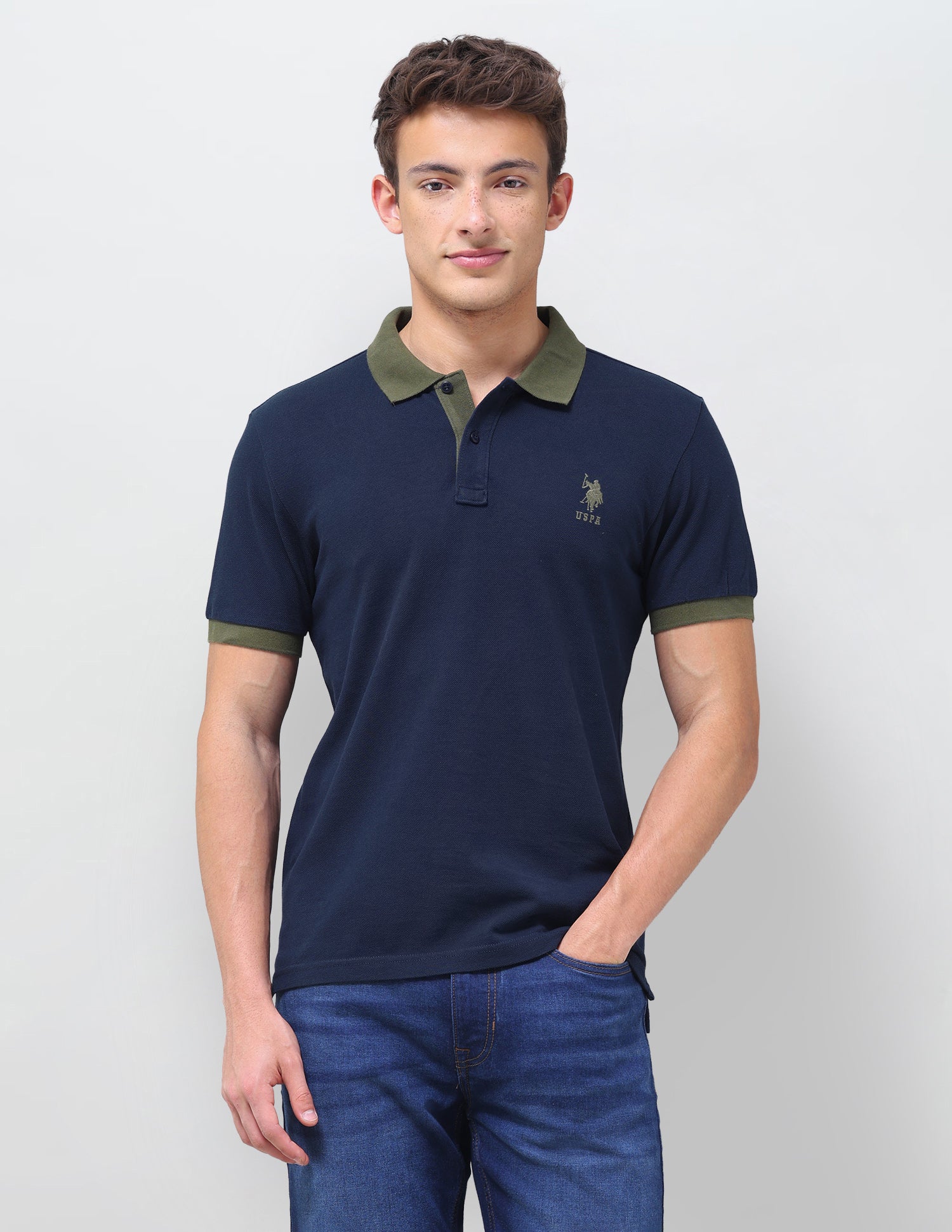 Solid Regular Fit Polo Shirt Navy - U.S. Polo Assn. India | Large