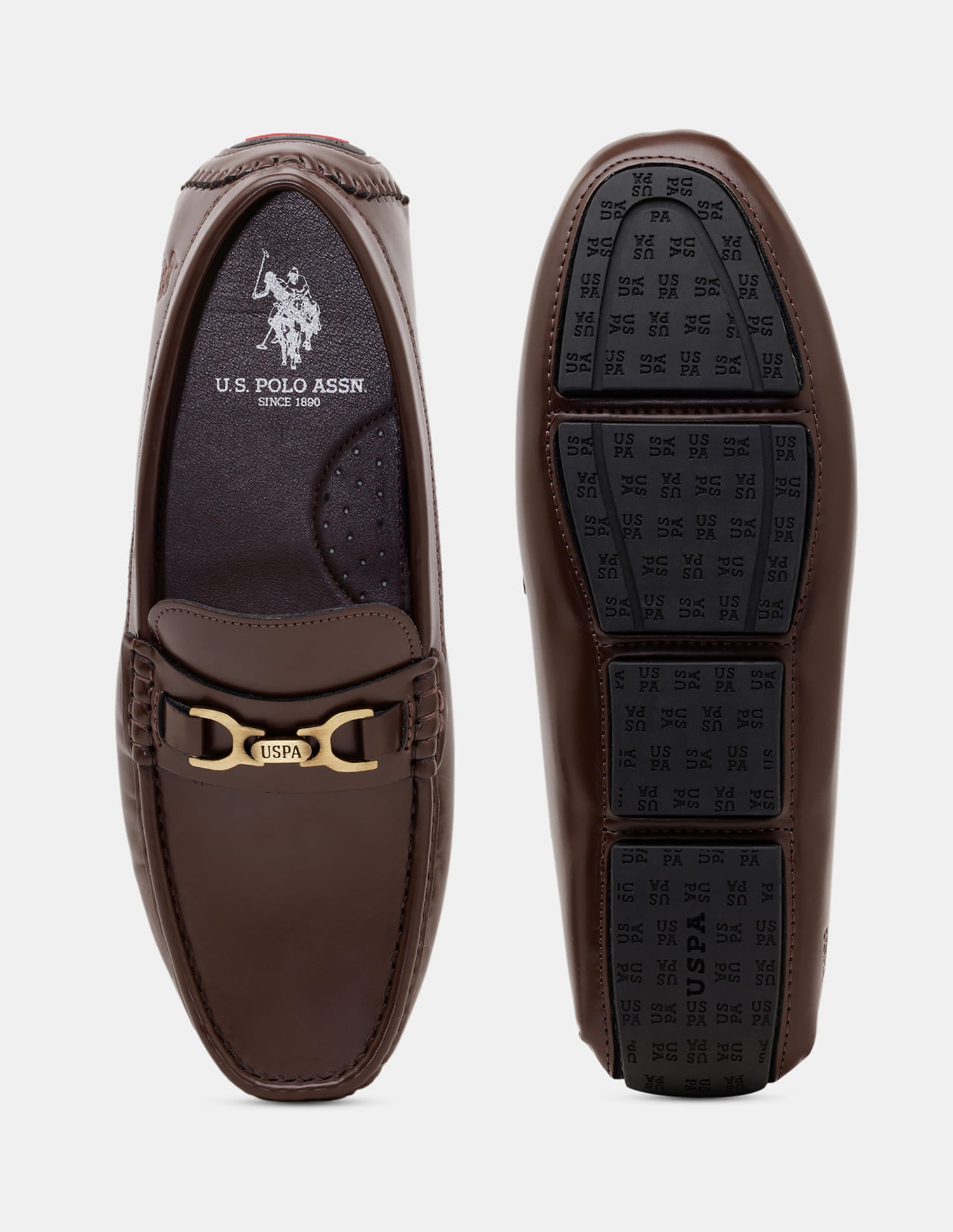 Men Tatum Slip-Ons Glossy Loafers Brown - U.S. Polo Assn. India | Large