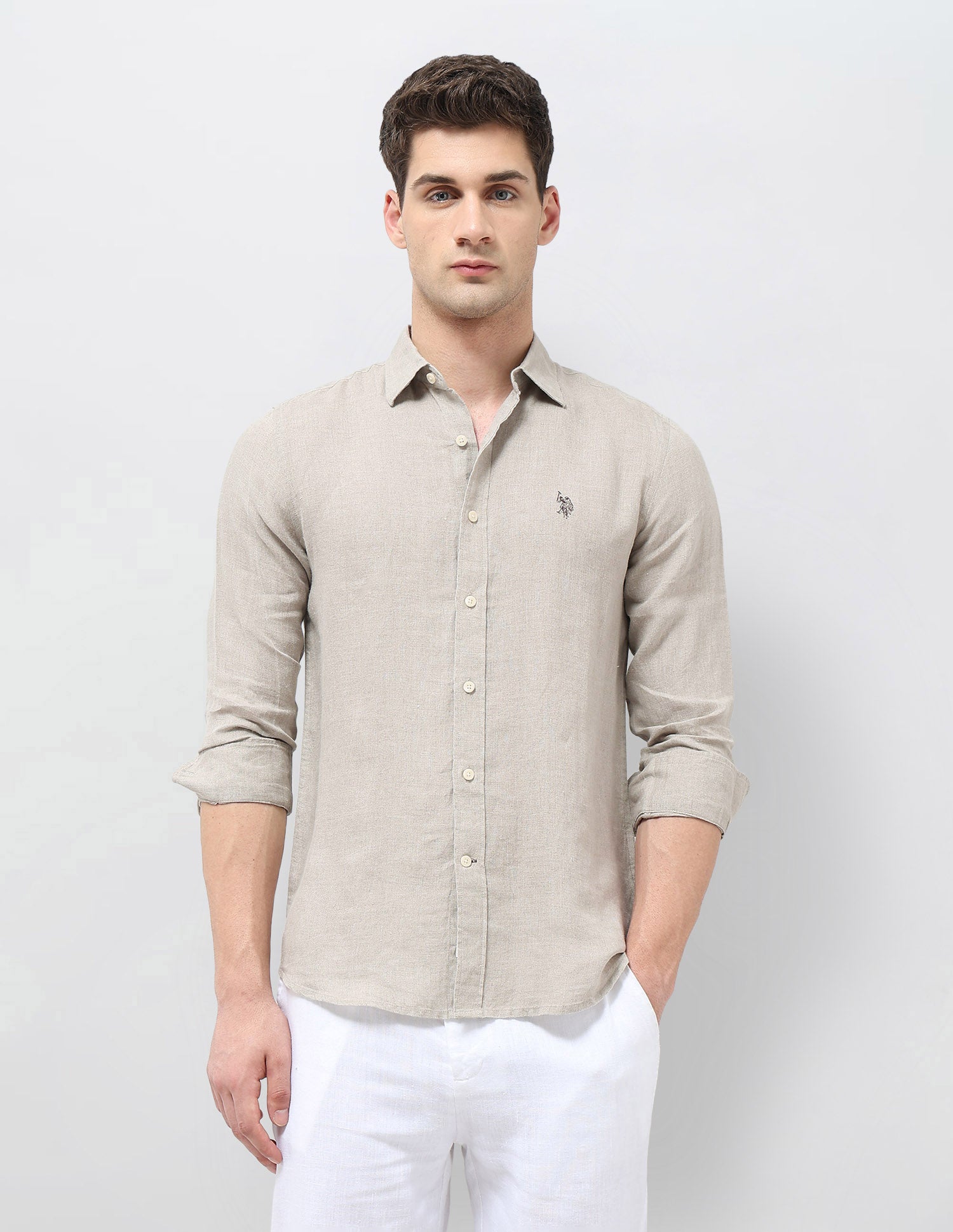 Solid Tailored Fit Shirt Natural - U.S. POLO ASSN. | Large
