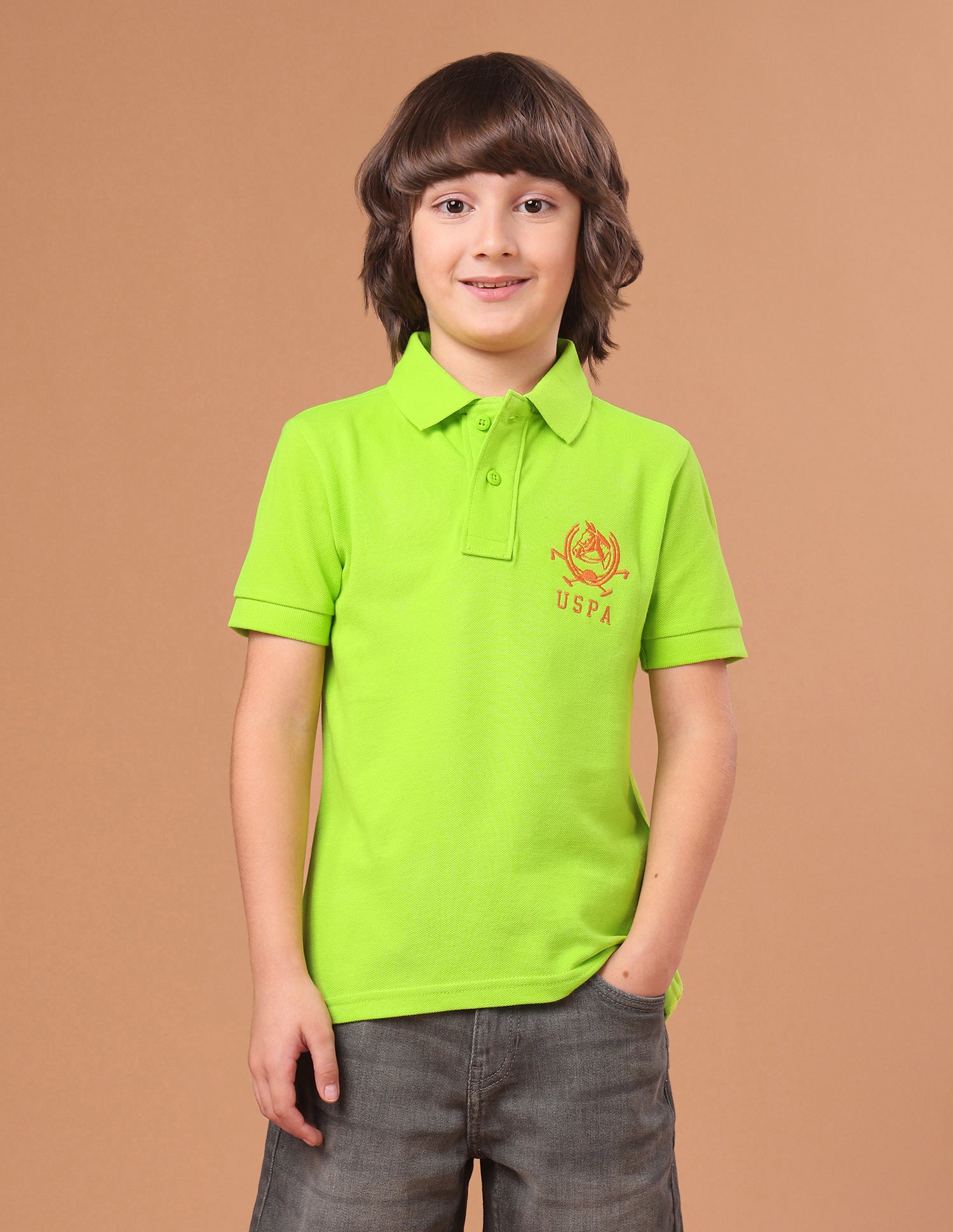 Solid Regular Fit Polo Shirt Green - U.S. Polo Assn. India | Large