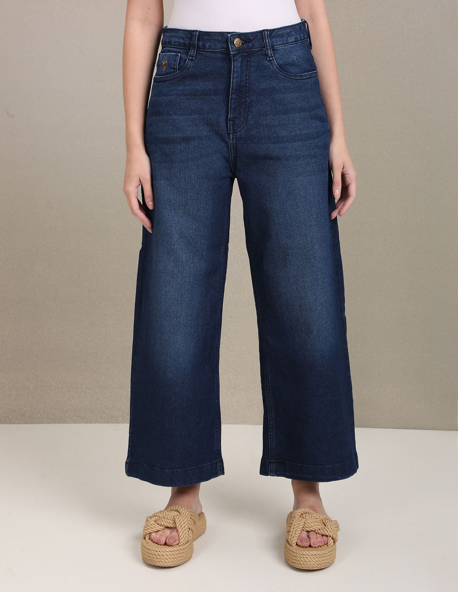 Stone Wash Flared Jeans Dark Blue - U.S. Polo Assn. India | Large