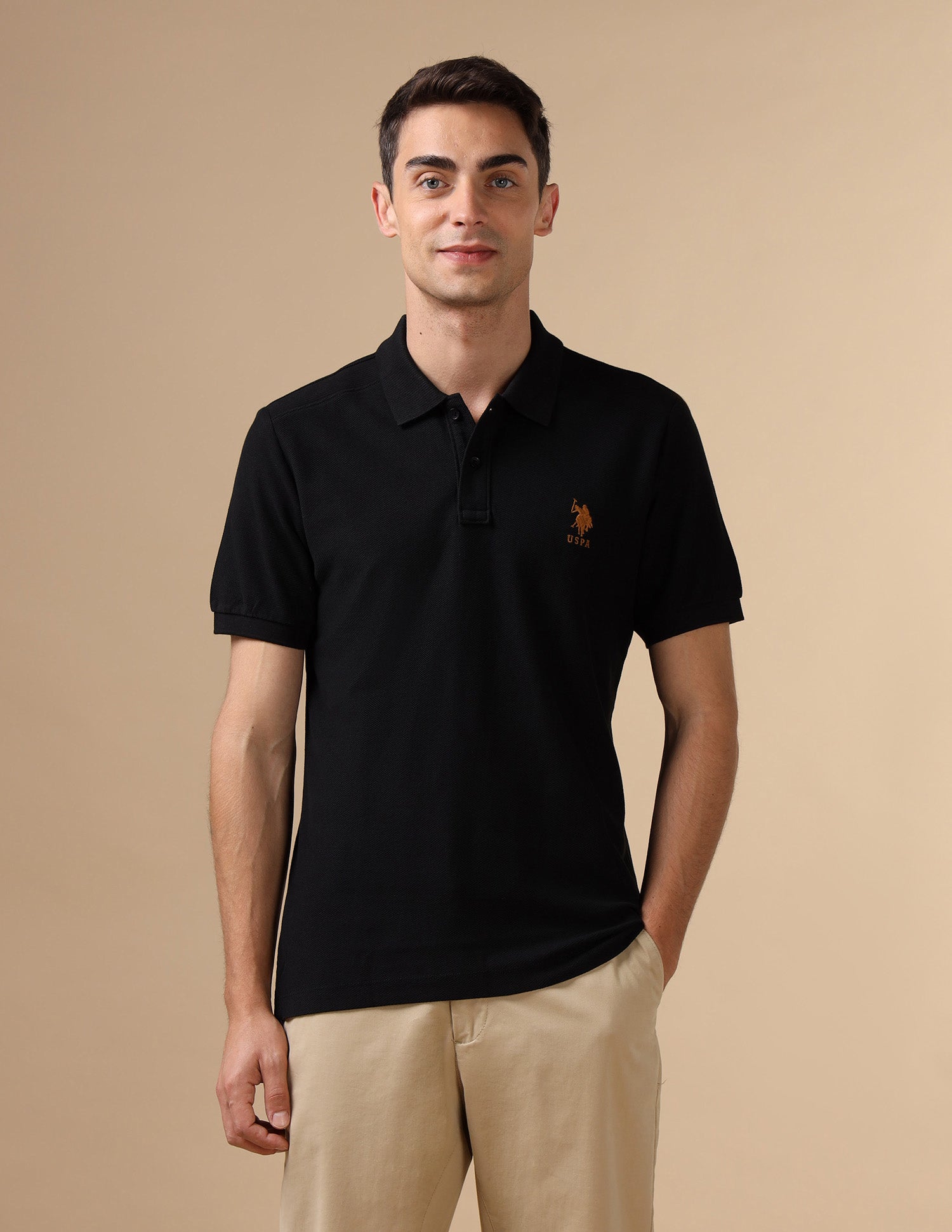 Pure Cotton Slim Fit Polo Shirt Black - U.S. POLO ASSN. | Large