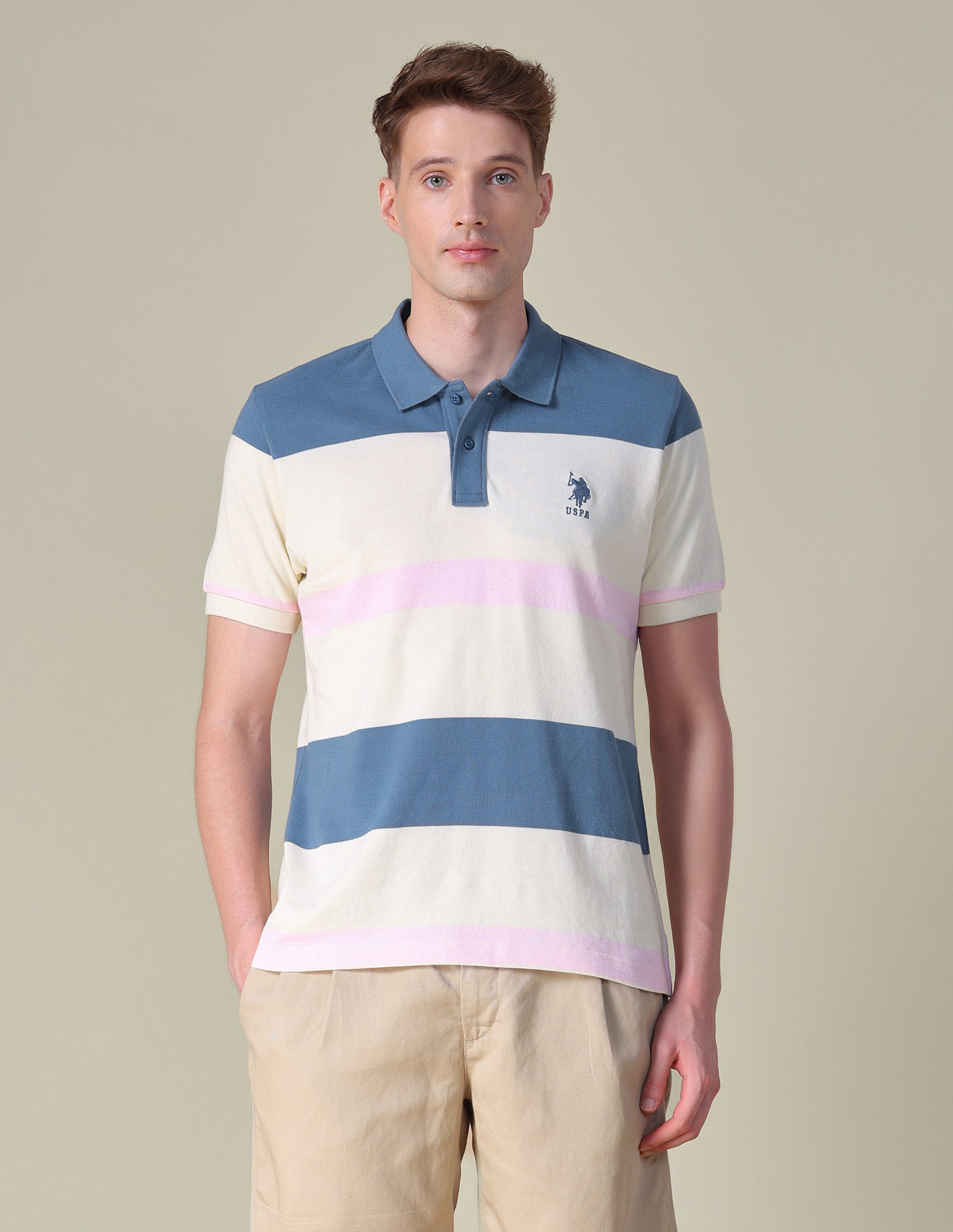 Colorblocked Boxy Fit Polo Shirt Blue - U.S. POLO ASSN. | Large