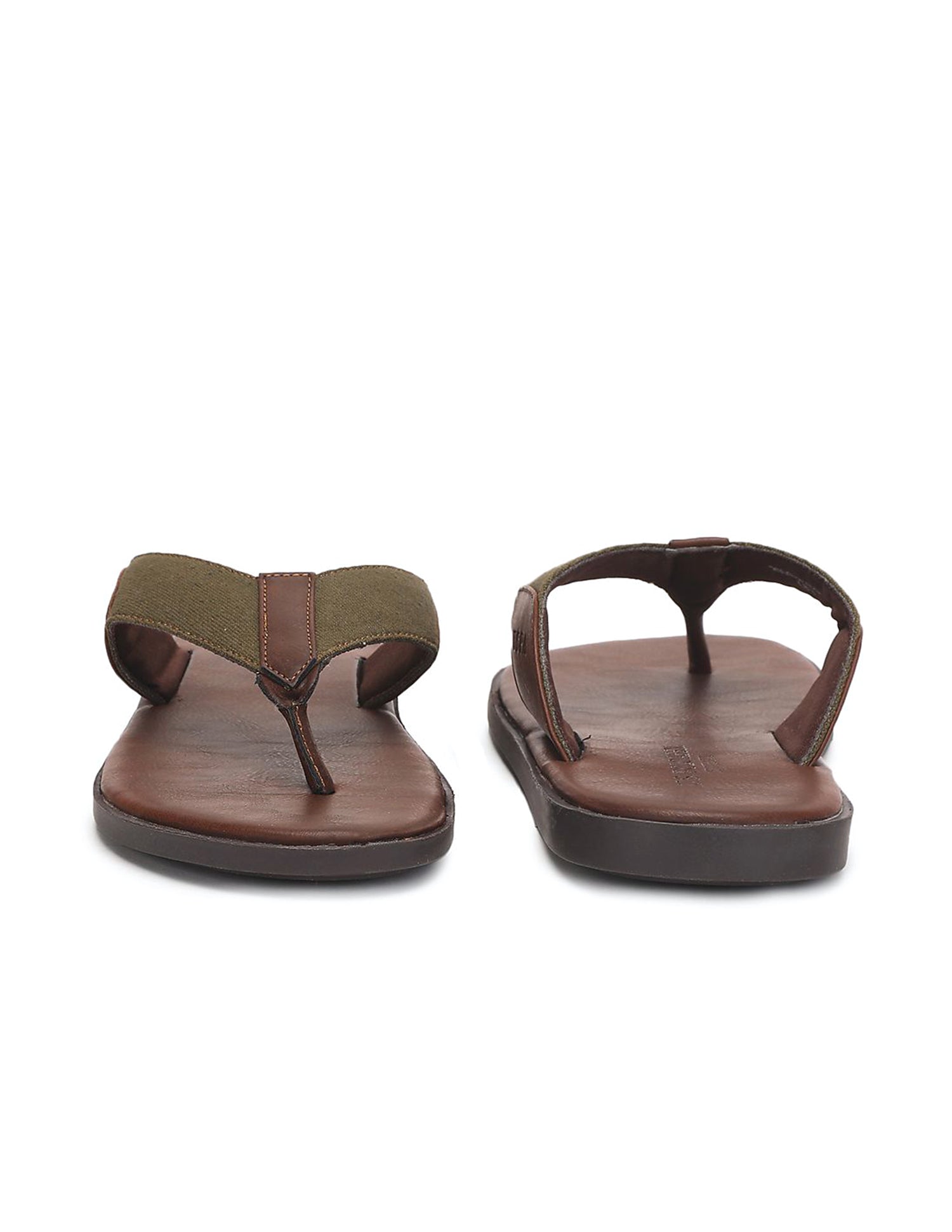 Men Colour Block V-Strap Barrio Sandals Brown and Olive - U.S. Polo Assn. India | Large