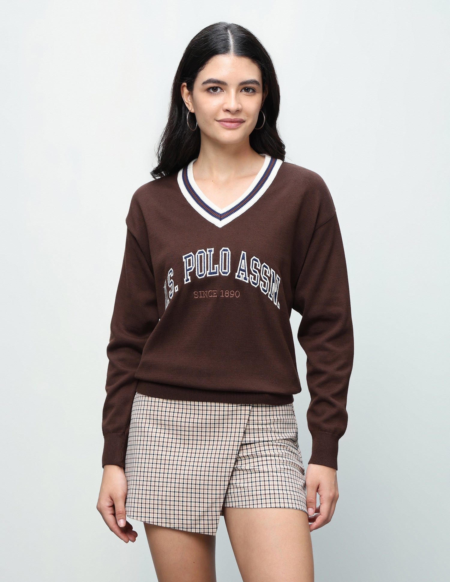 Brand Embroidered Regular Fit Sweater Brown - U.S. Polo Assn. India | Large