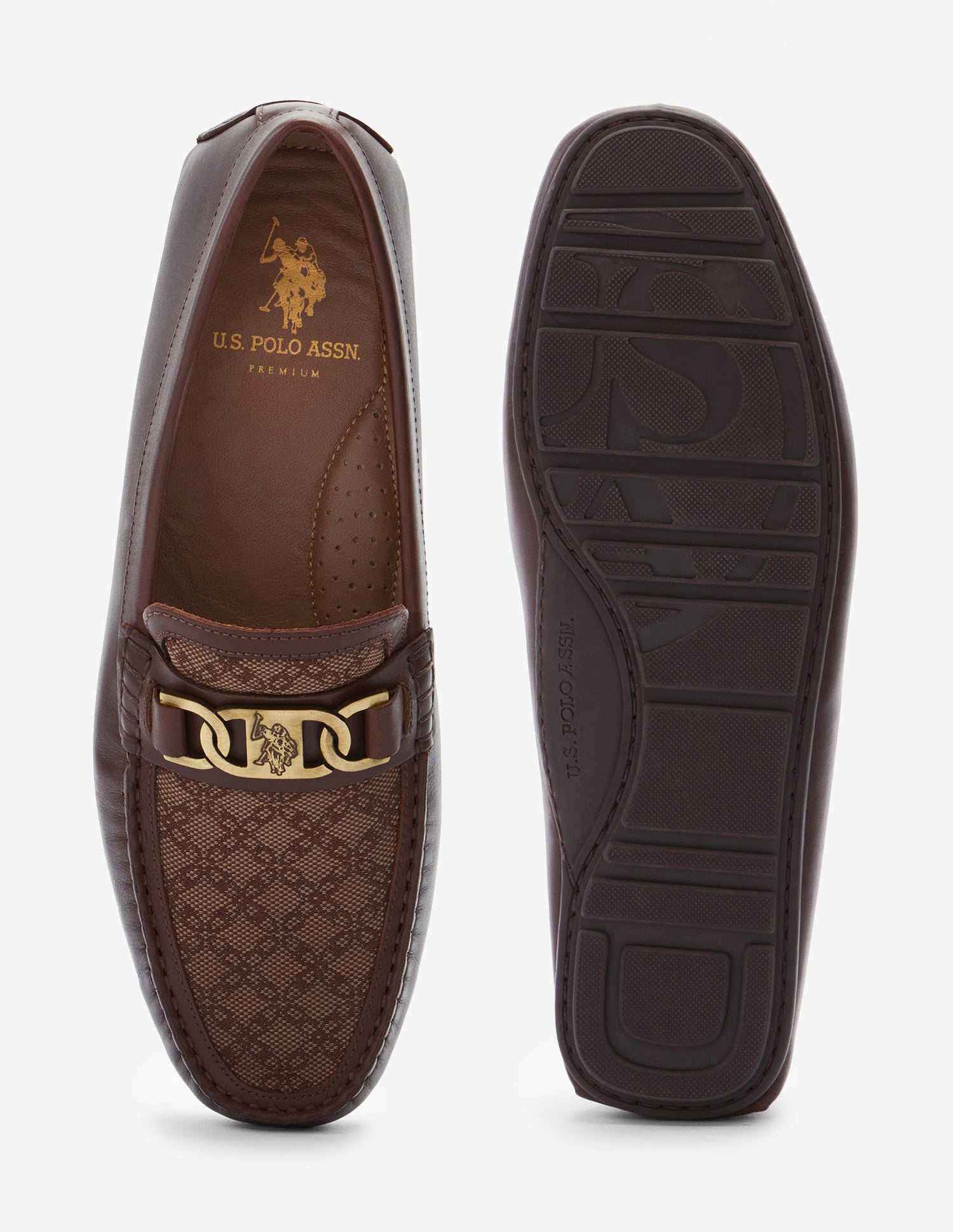 Textured Leather Alvo Loafers Brown - U.S. Polo Assn. India | Large